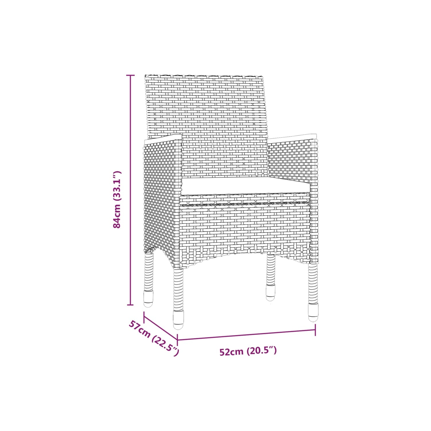 Ensemble de salle à manger de jardin de 3 pièces avec coussins, noir vidaXL