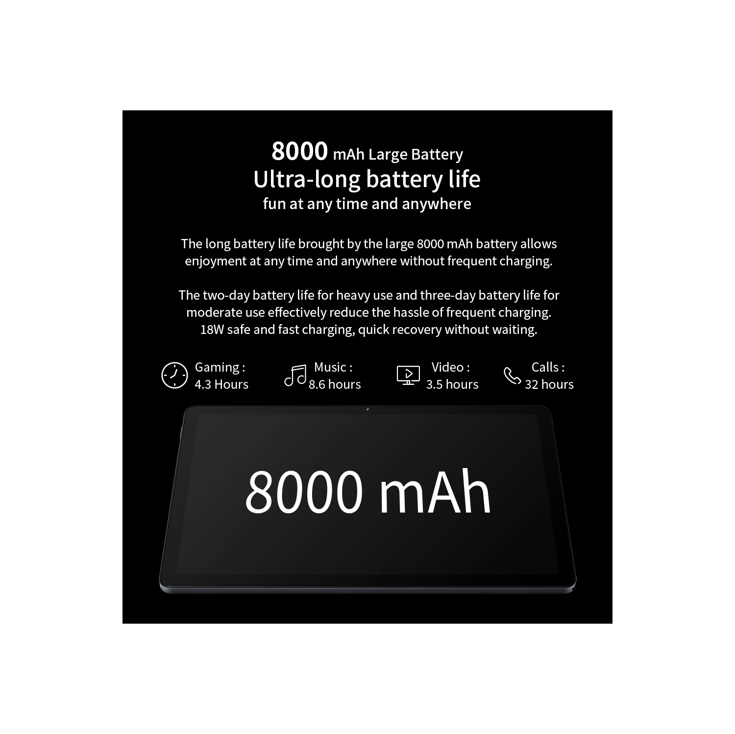 Tablette A5 11 po de FreeYond, mémoire vive 8&nbsp;Go HD intégrale, stockage 256&nbsp;Go, Android 13, étui folio gratuit-Gris ciel