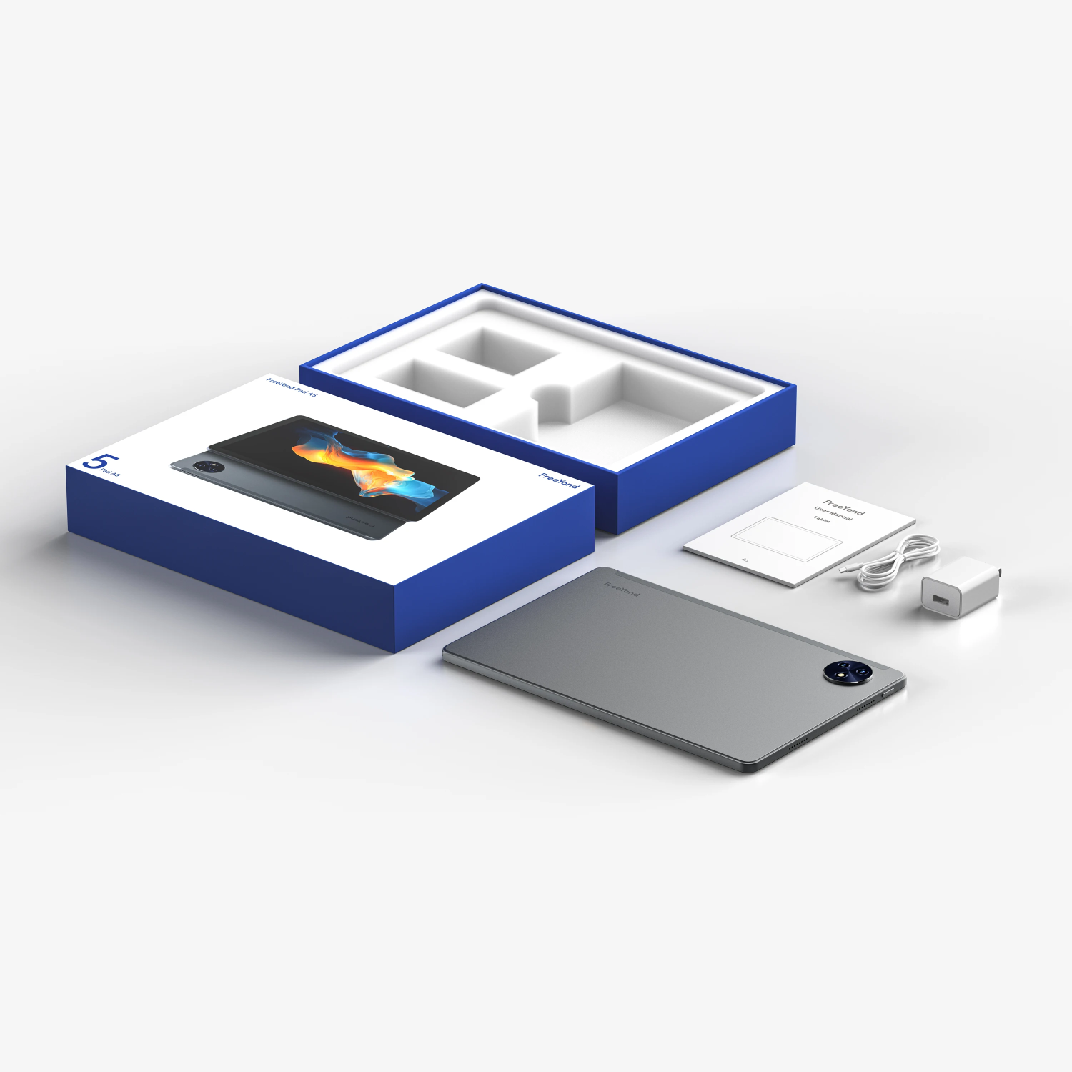 Tablette A5 11 po de FreeYond, mémoire vive 8&nbsp;Go HD intégrale, stockage 256&nbsp;Go, Android 13, étui folio gratuit-Gris ciel