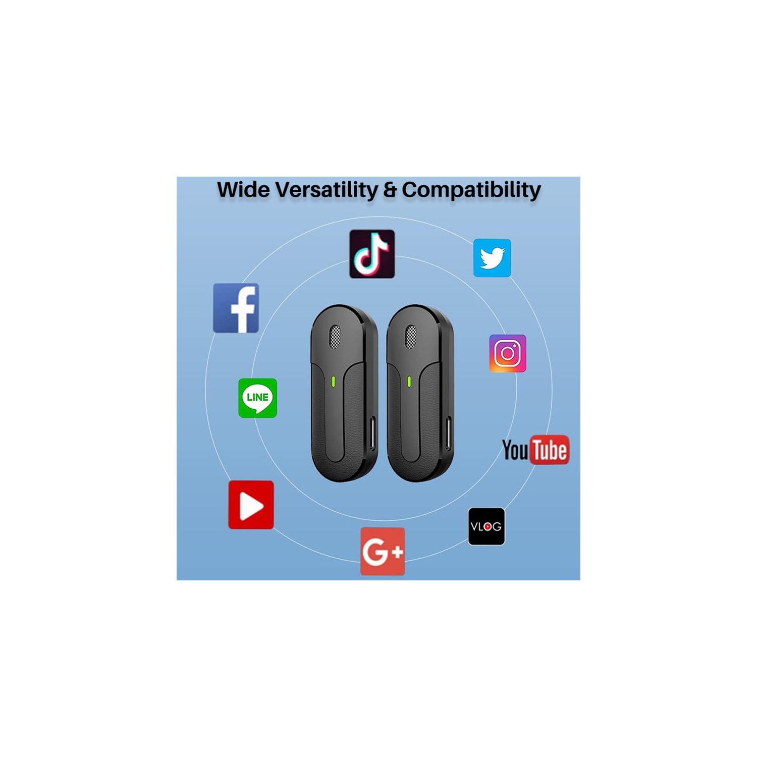 Micro-cravate sans fil double avec réduction du bruit DSP, 3 modes de suppression du bruit, batterie 40H, jumelage automatique, microphone à 360°,