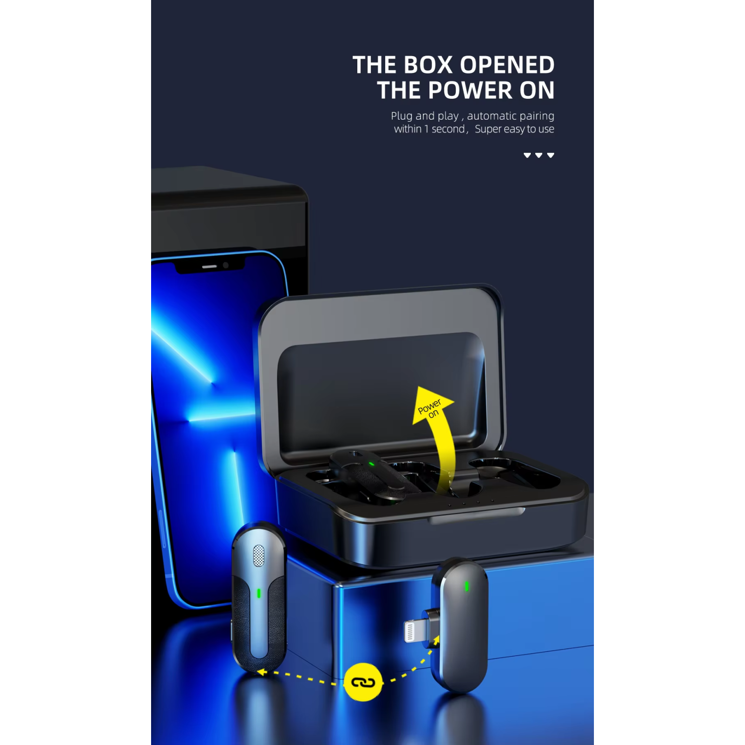 Micro-cravate sans fil double avec réduction du bruit DSP, 3 modes de suppression du bruit, batterie 40H, jumelage automatique, microphone à 360°,