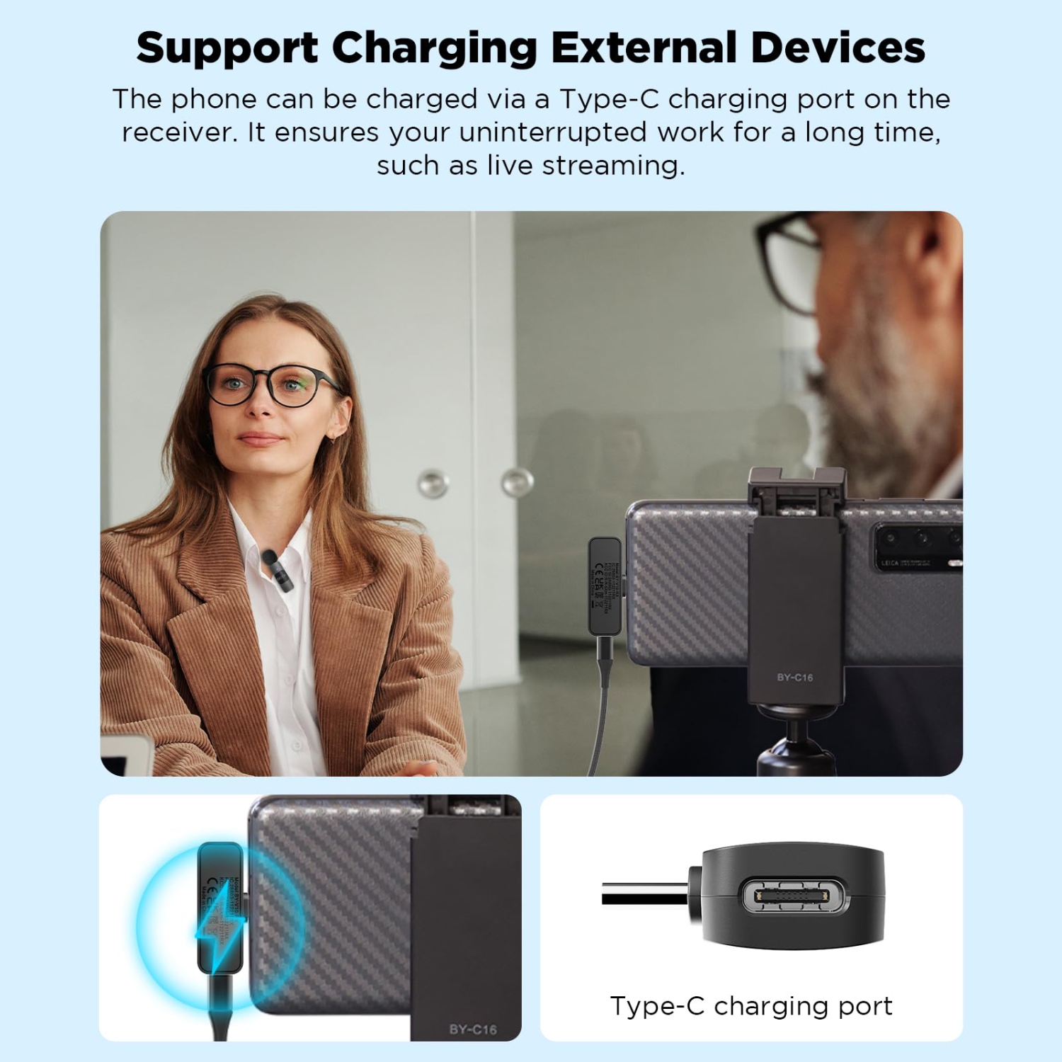 Dual Wireless Lavalier Lapel Microphone for Android Smartphone Laptop - Mini Omnidirectional USB C Condenser Video Recording Mic for Interview