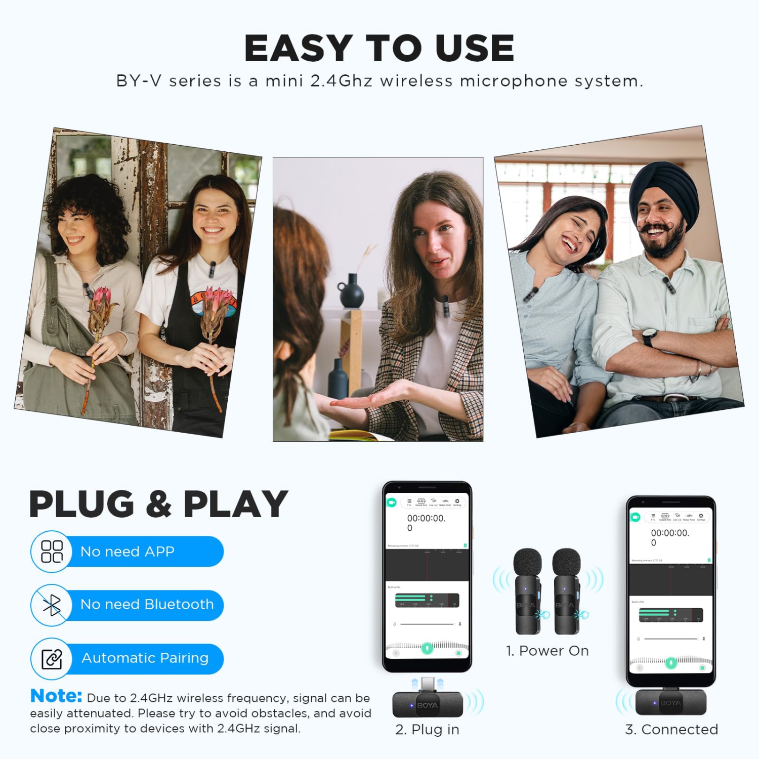 Dual Wireless Lavalier Lapel Microphone for Android Smartphone Laptop - Mini Omnidirectional USB C Condenser Video Recording Mic for Interview