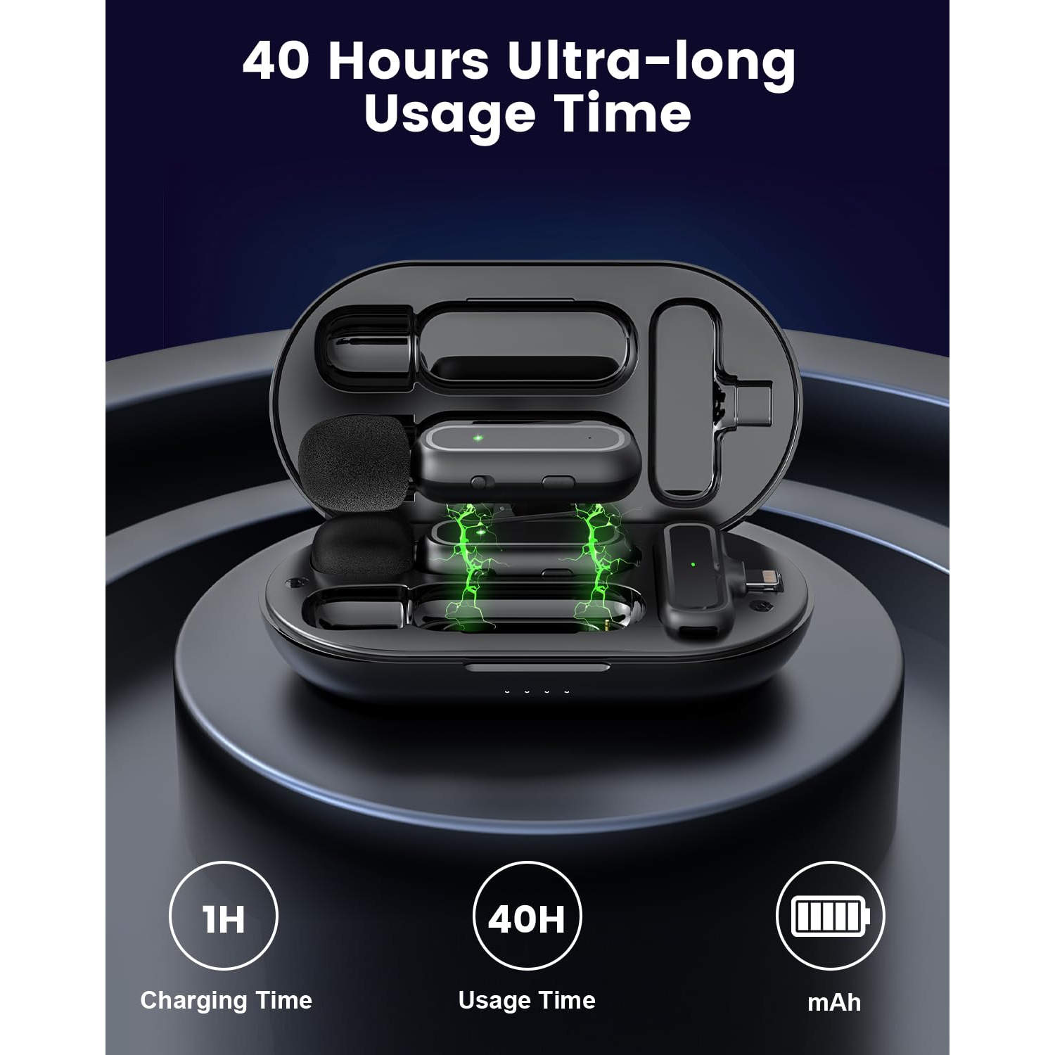 2 Pack Wireless Lavalier Microphone for iPhone iPad with Charging Case, Intelligent Noise Reduction Lapel Microphone, Plug and Play Clip on Mic for