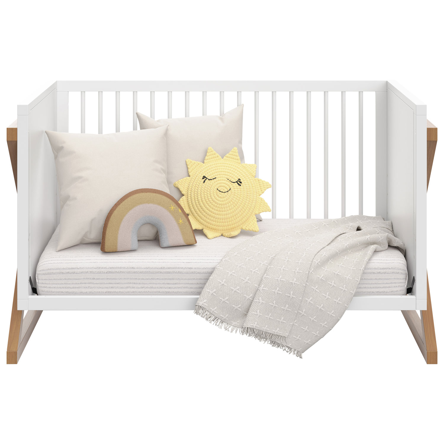 Lit de bébé transformable 3-en-1 Equinox de Storkcraft - Bois flotté rétro/Blanc