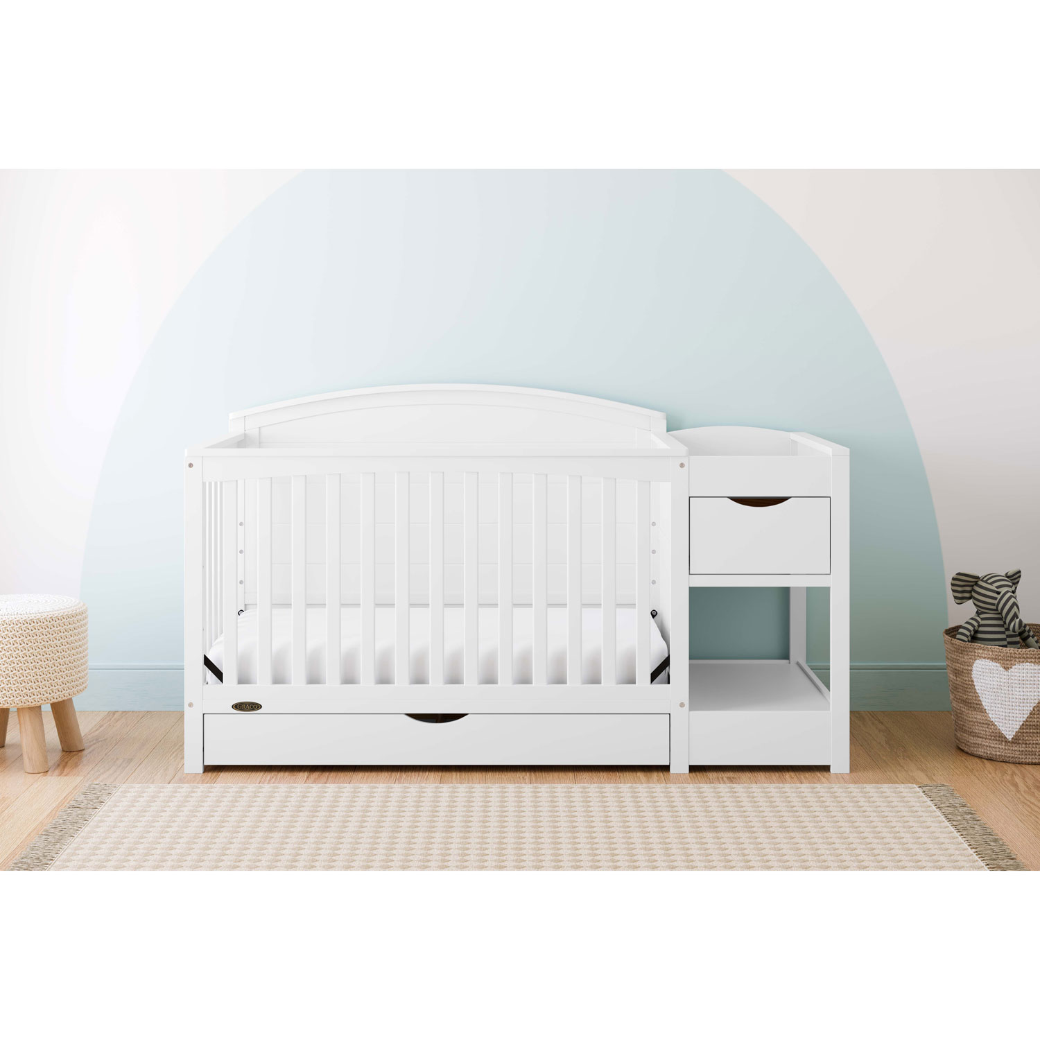 Graco Bellwood 5-in-1 Convertible Crib with Drawer - White