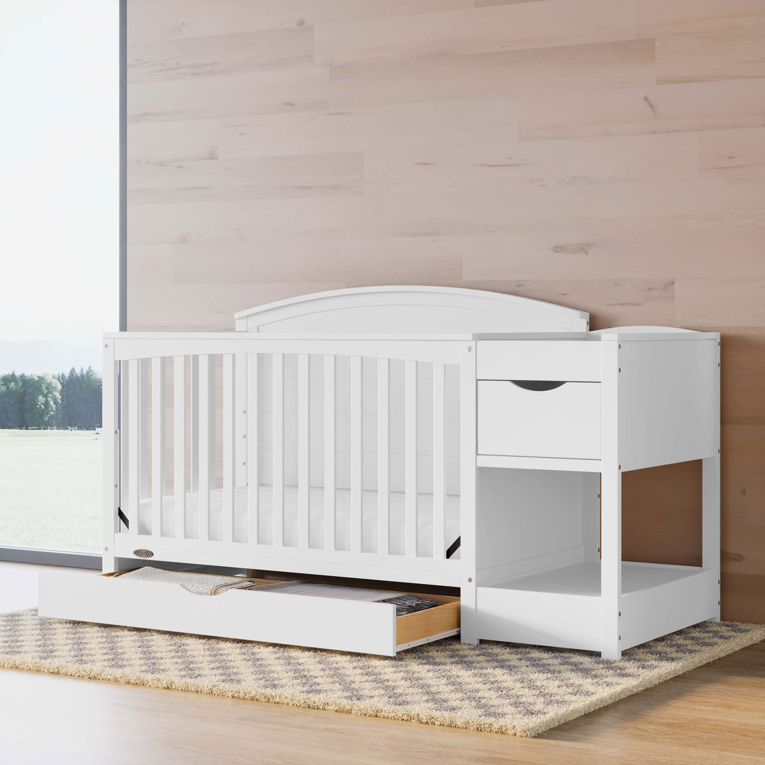 Graco Bellwood 5-in-1 Convertible Crib & Changing Table with Drawer - White