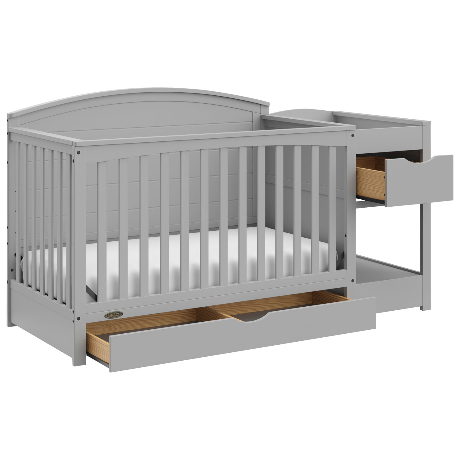 Graco Bellwood 5-in-1 Convertible Crib & Changing Table with Drawer - Pebble Grey