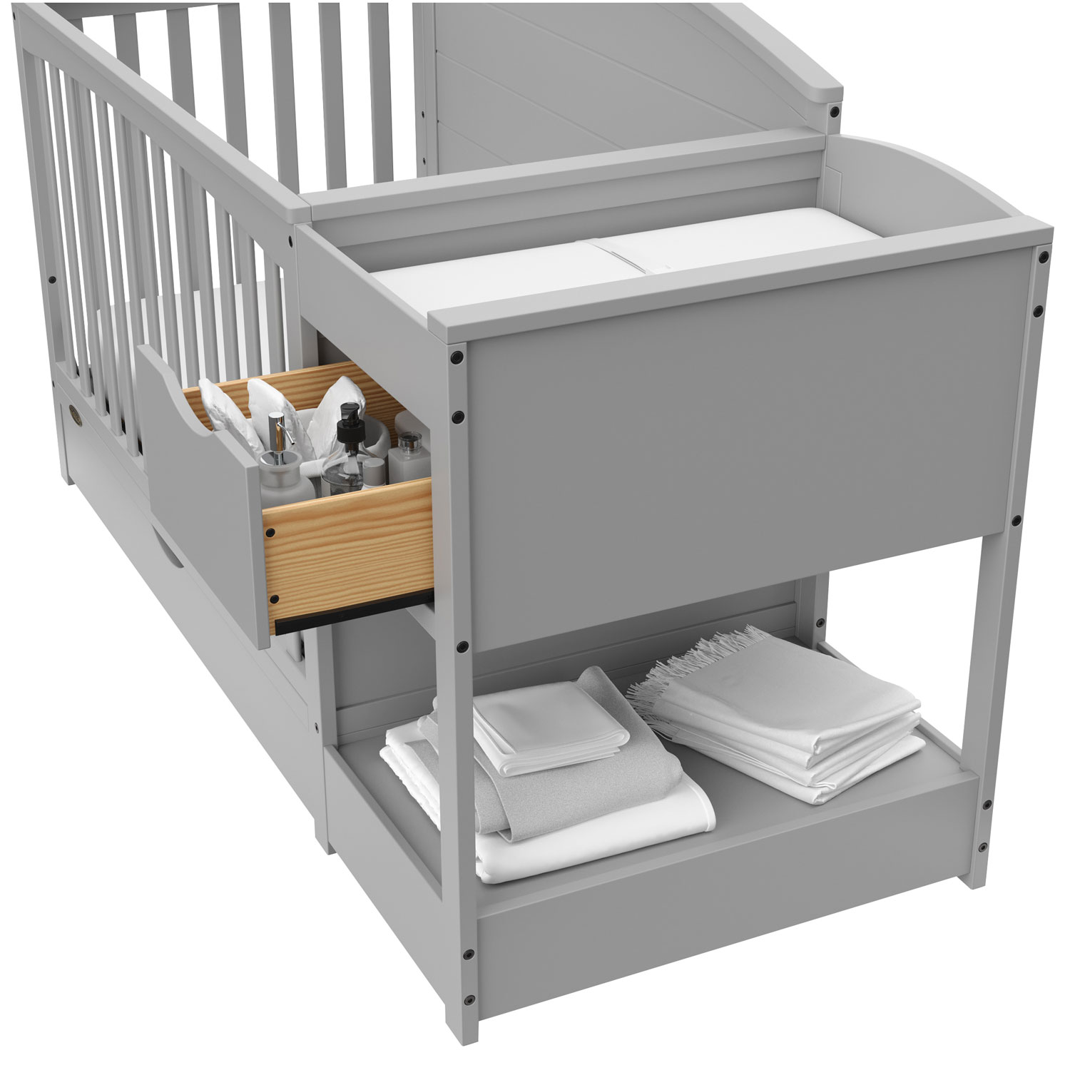 Graco Bellwood 5-in-1 Convertible Crib & Changing Table with Drawer - Pebble Grey