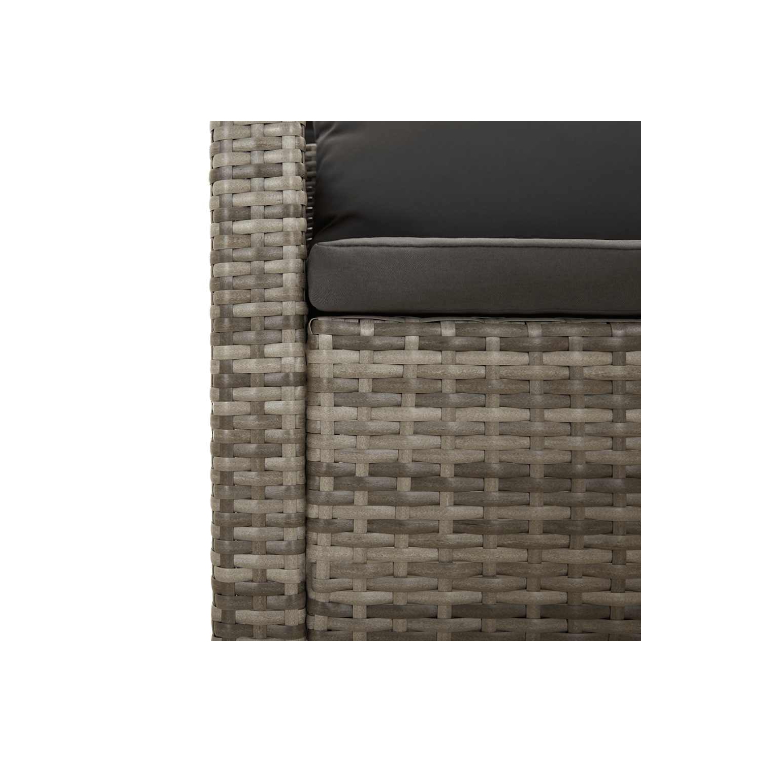 Ensemble de salon de jardin de 3 pièces avec coussins en poly rotin gris de vidaXL