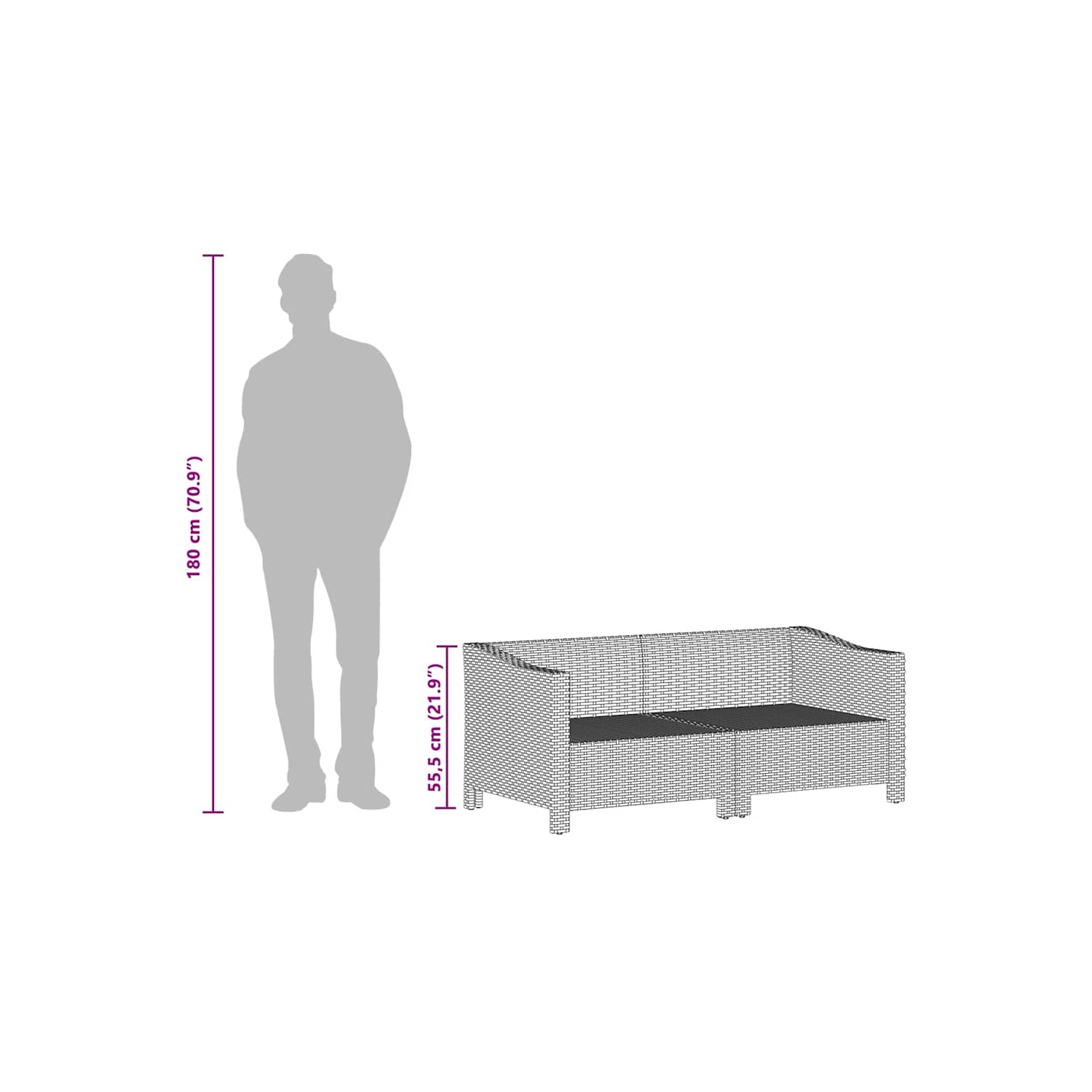 Ensemble de salon de jardin de 3 pièces avec coussins en poly rotin gris de vidaXL