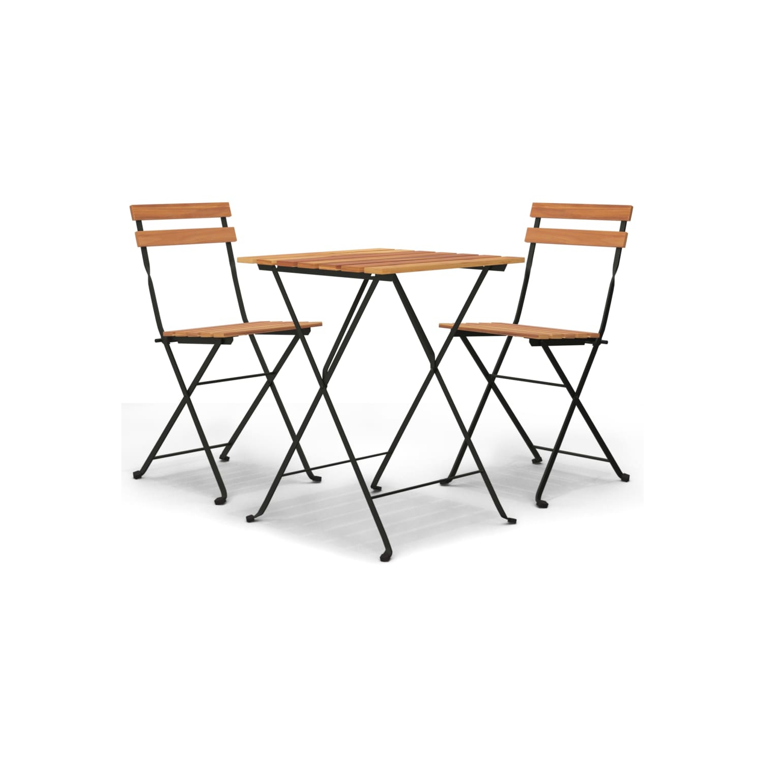 Ensemble bistro pliant de 3 pièces en teck massif et acier de vidaXL