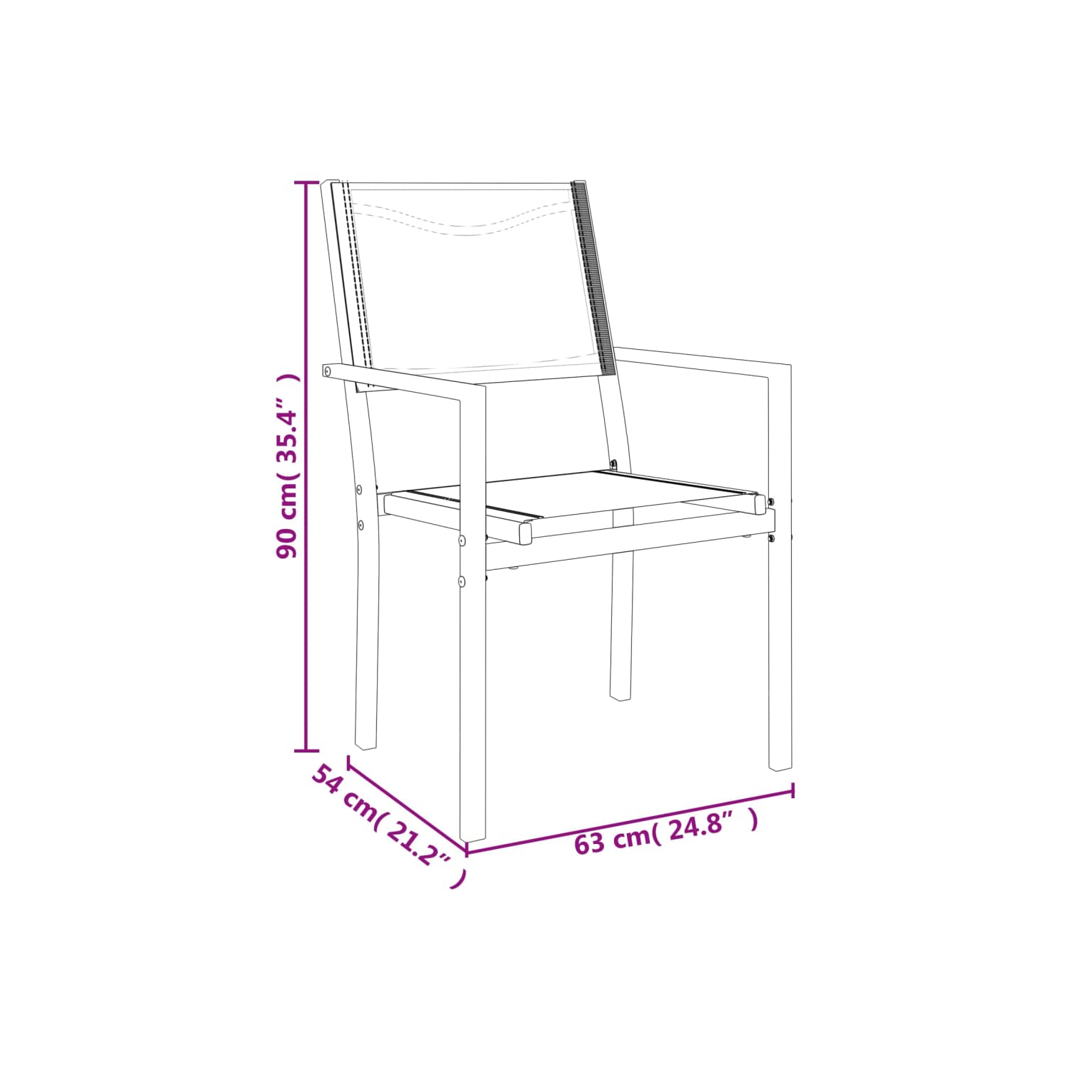 Ensemble de salle à manger de jardin de 3 pièces en acier noir et en textilène de vidaXL