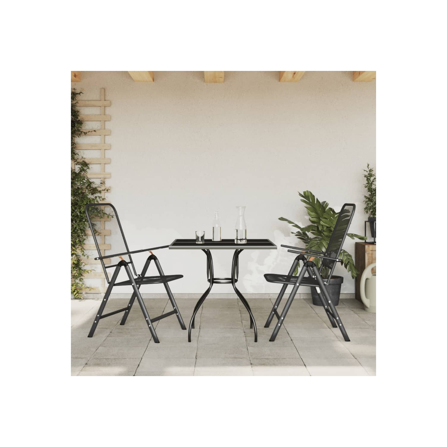 vidaXL 3 Piece Garden Dining Set Anthracite Metal Mesh