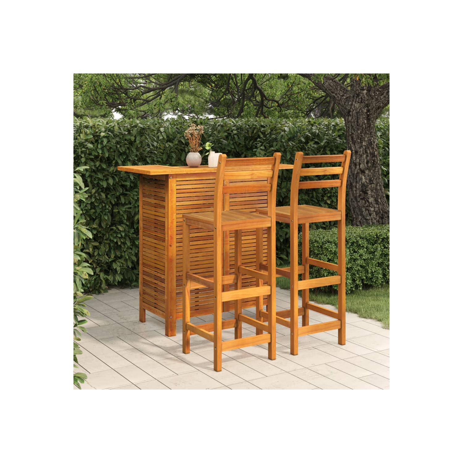 Ensemble de bar à jardin en bois d'acacia massif 3 pièces vidaXL
