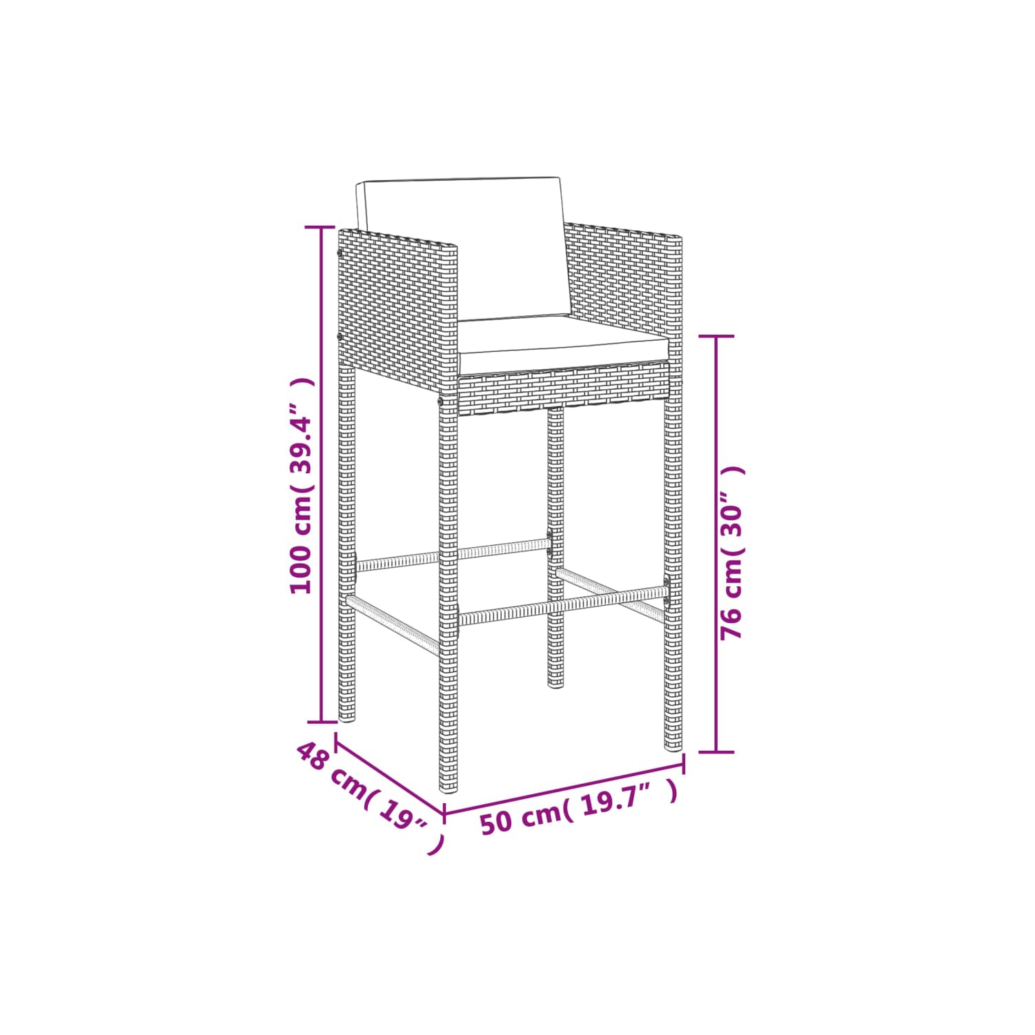 vidaXL 5 Piece Garden Bar Set with Cushions Black Poly Rattan