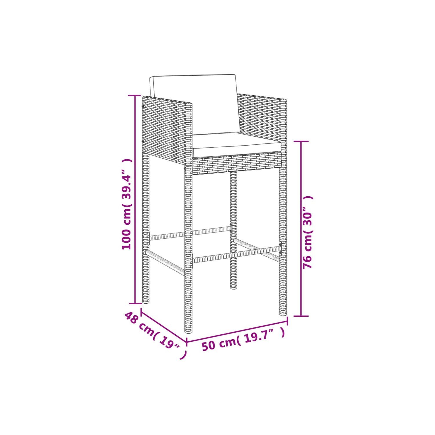 vidaXL 5 Piece Garden Bar Set with Cushions Grey Poly Rattan