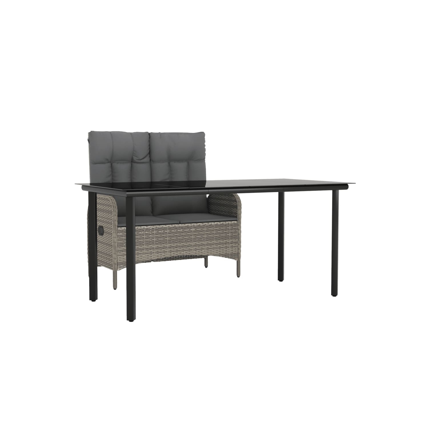 Ensemble de salle à manger de jardin de 2 pièces avec coussins en poly rotin gris