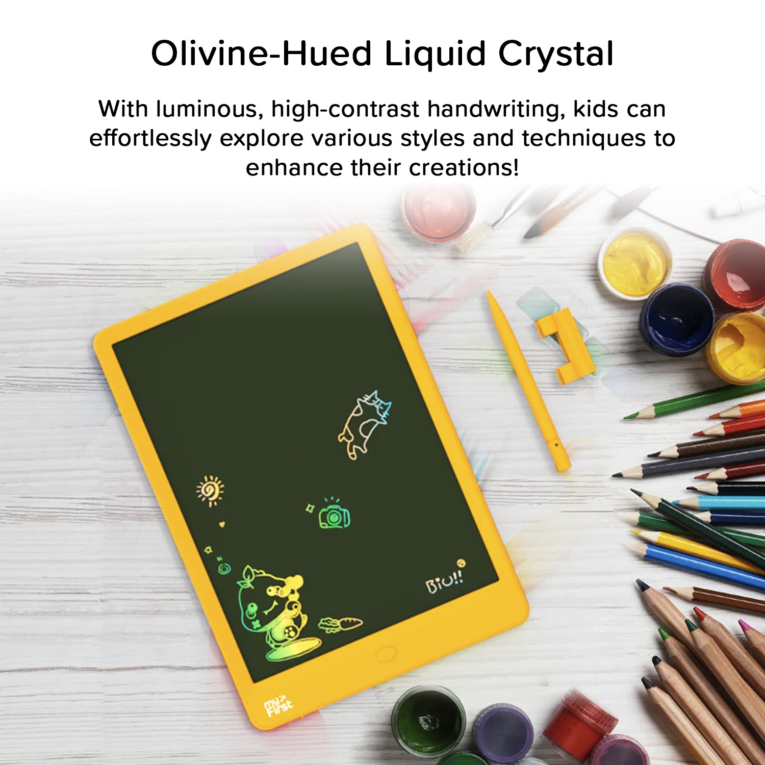 myFirst Sketch 3 - Kid's 10-inch LCD Writing Tablet, Colorful Doodle Pad Drawing Board, Educational Toddler Toy - Yellow