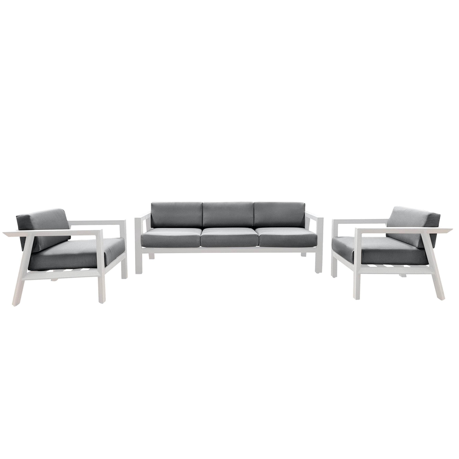 CIEUX Corsica Outdoor Patio Aluminum Metal Sofa Conversation Set in White with Sunbrella Cushions