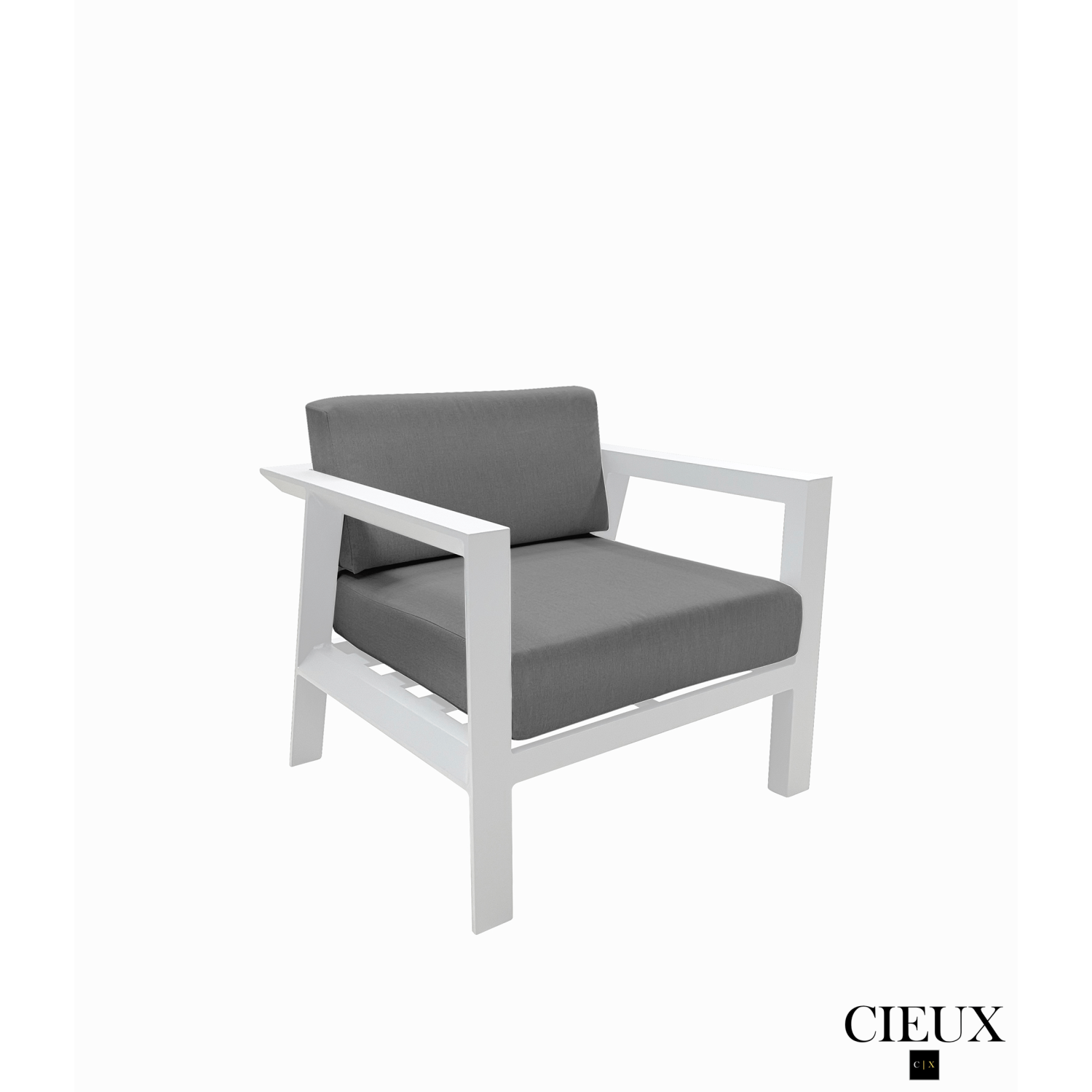 CIEUX Corsica Outdoor Patio Aluminum Metal Sofa Conversation Set in White with Sunbrella Cushions