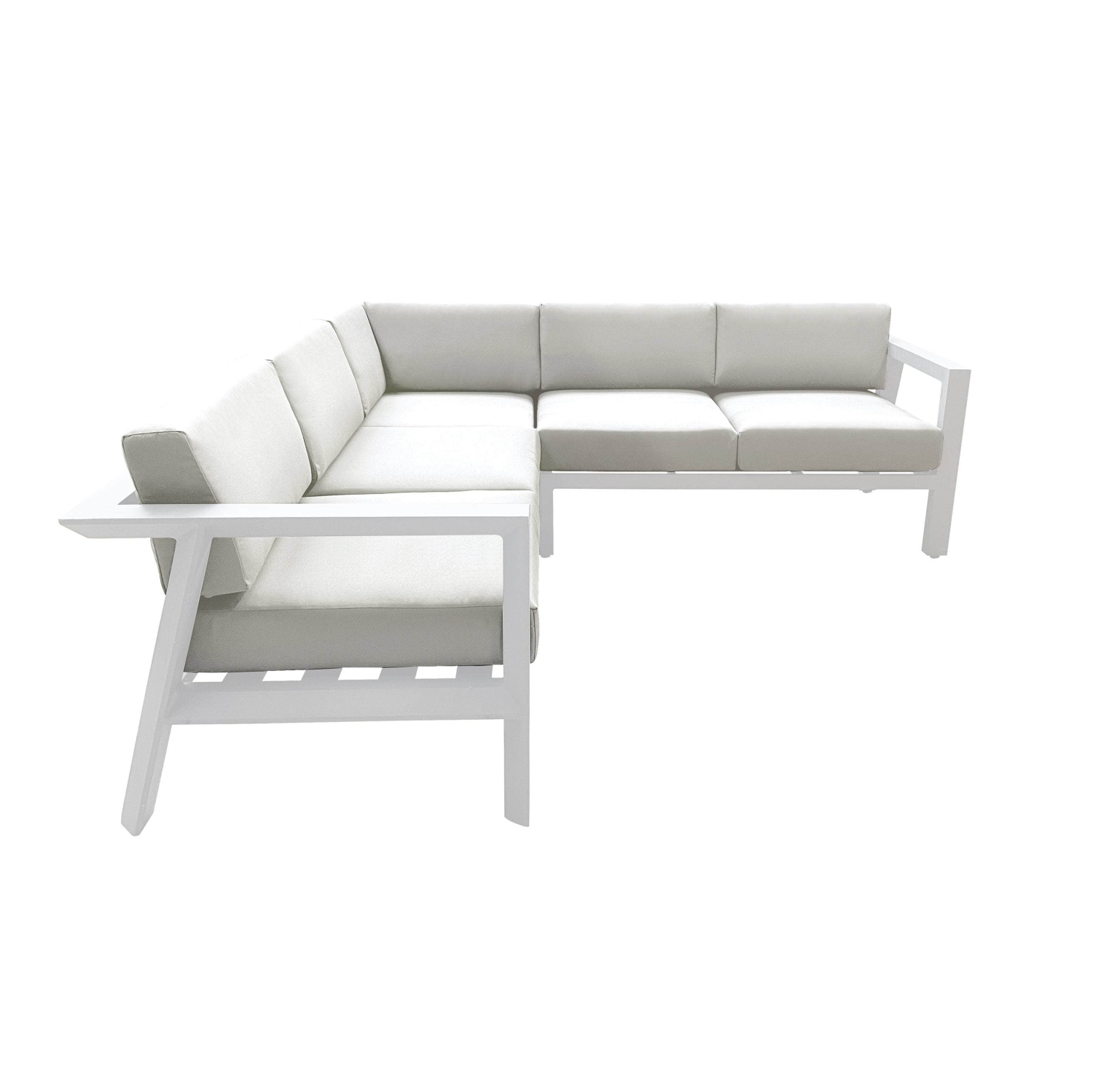 CIEUX Corsica Outdoor Patio Aluminum Metal Corner Sectional Sofa in White with Sunbrella Cushions