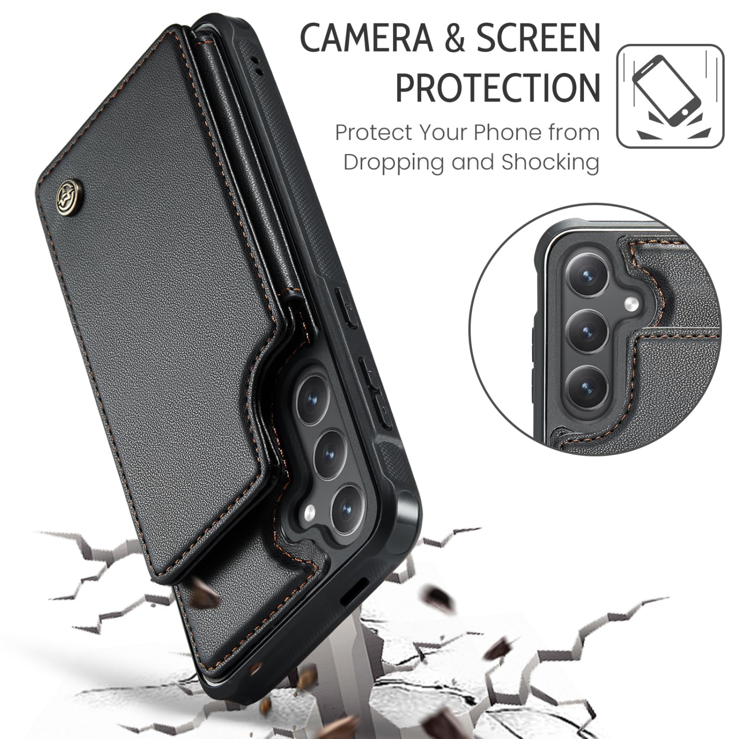 Samsung Galaxy S24 Case, PU Leather Wallet Case for Women Men with RFID Blocking Card Holder Slot Magnetic Closure Shockproof Protective Phone Cover