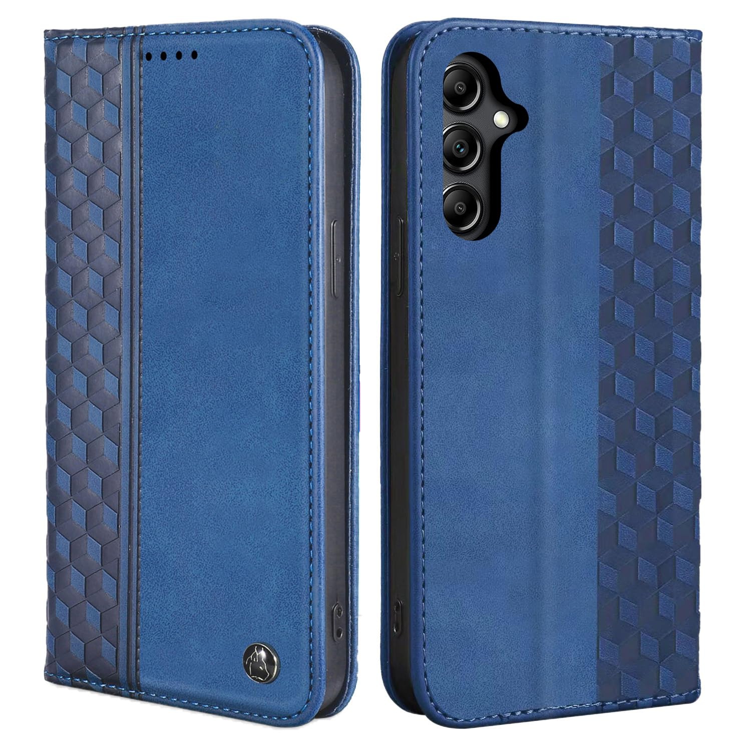 Étui folio rabat cuir pu Galaxy S24 5G Premium Samsung Galaxy S24 avec fentes carte support magnétique robuste étui souple TPU - Bleu