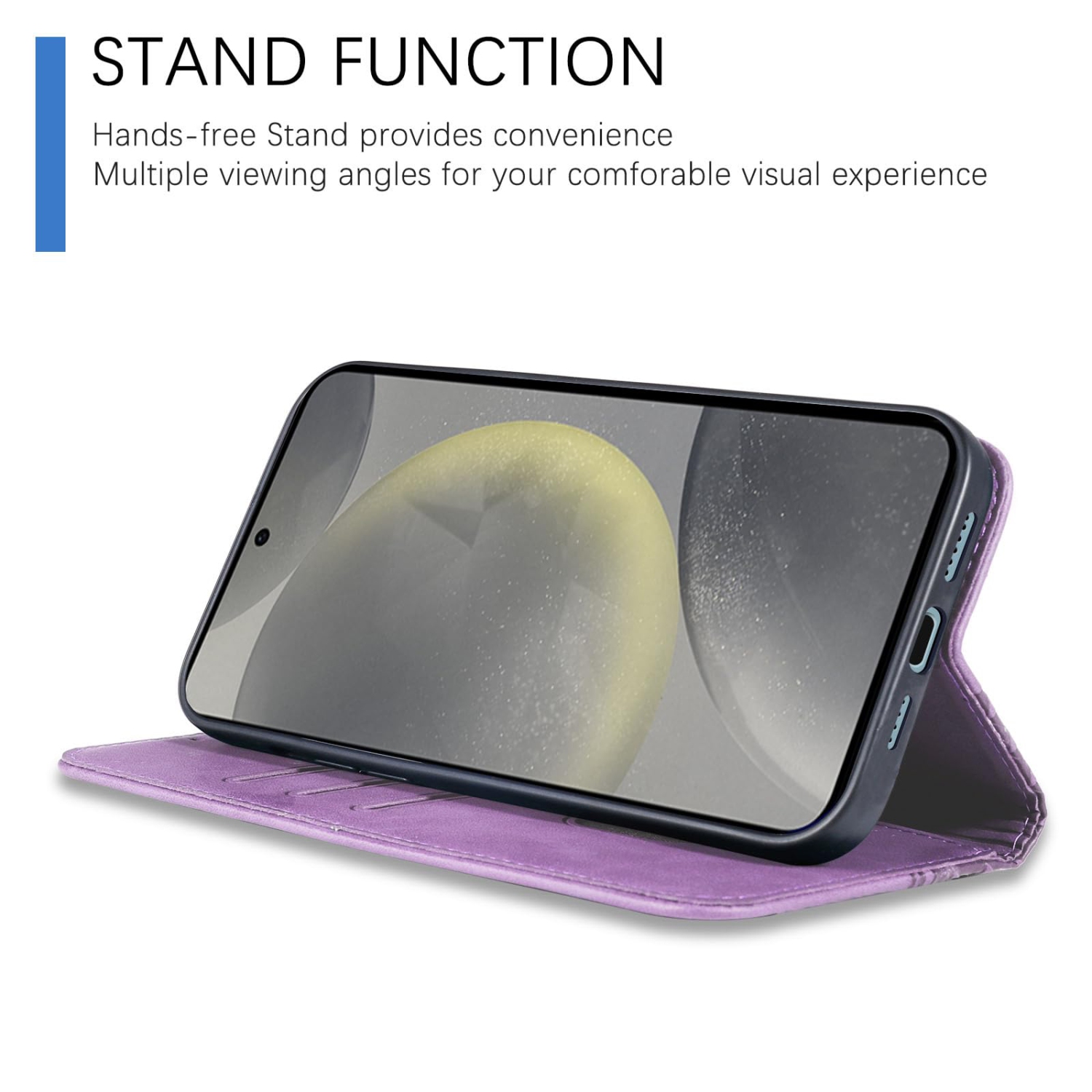 Étui folio rabat cuir pu Galaxy S24 5G Premium Samsung Galaxy S24 avec fentes carte support magnétique robuste étui souple TPU - Violet