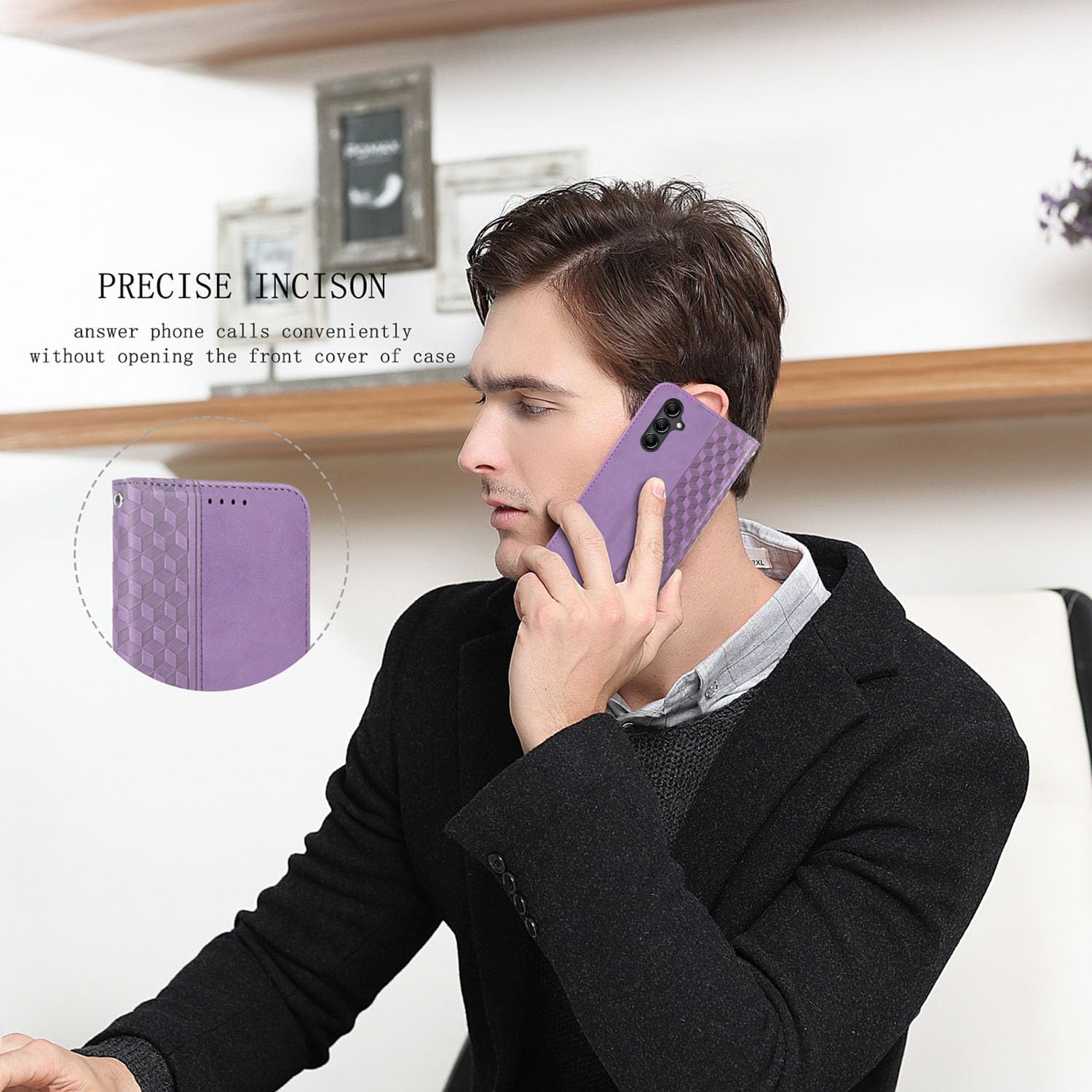 Étui folio rabat cuir pu Galaxy S24 5G Premium Samsung Galaxy S24 avec fentes carte support magnétique robuste étui souple TPU - Violet
