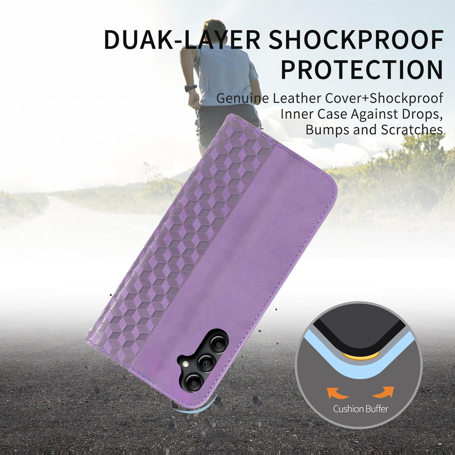 Étui folio rabat cuir pu Galaxy S24 5G Premium Samsung Galaxy S24 avec fentes carte support magnétique robuste étui souple TPU - Violet