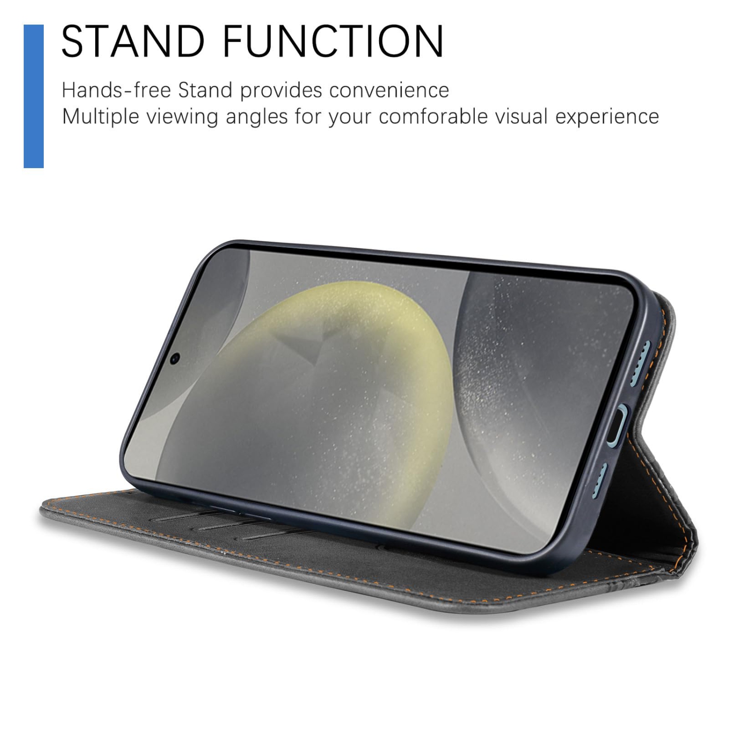 Étui folio rabat cuir pu Galaxy S24 5G Premium Samsung Galaxy S24 avec fentes pour cartes support magnétique robuste étui souple TPU - Noir