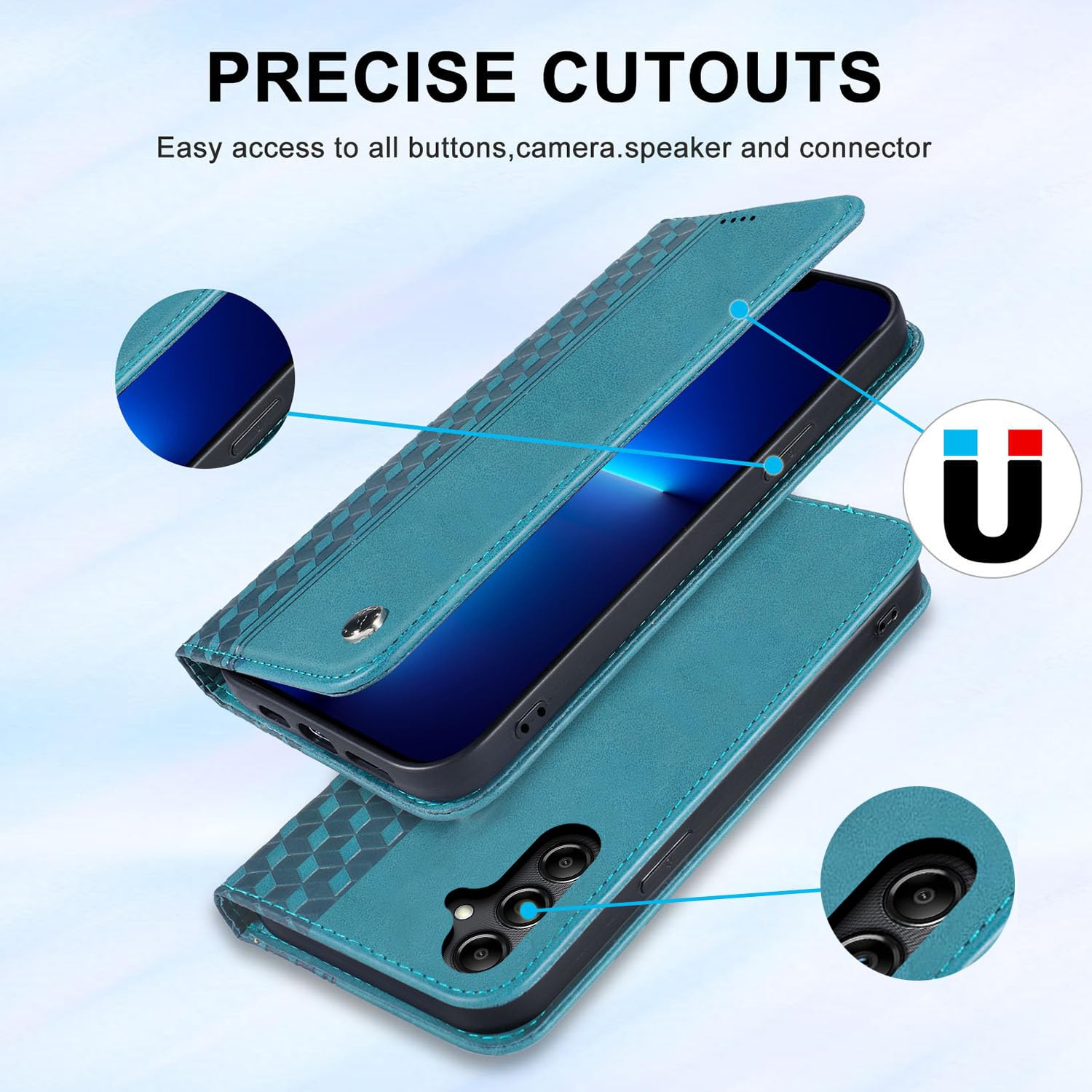 Case for Samsung Galaxy S24 5G Premium PU Leather Flip Folio Galaxy S24 Wallet Case with Card Slots Strong Magnetic Stand Soft TPU Shell Phone Book