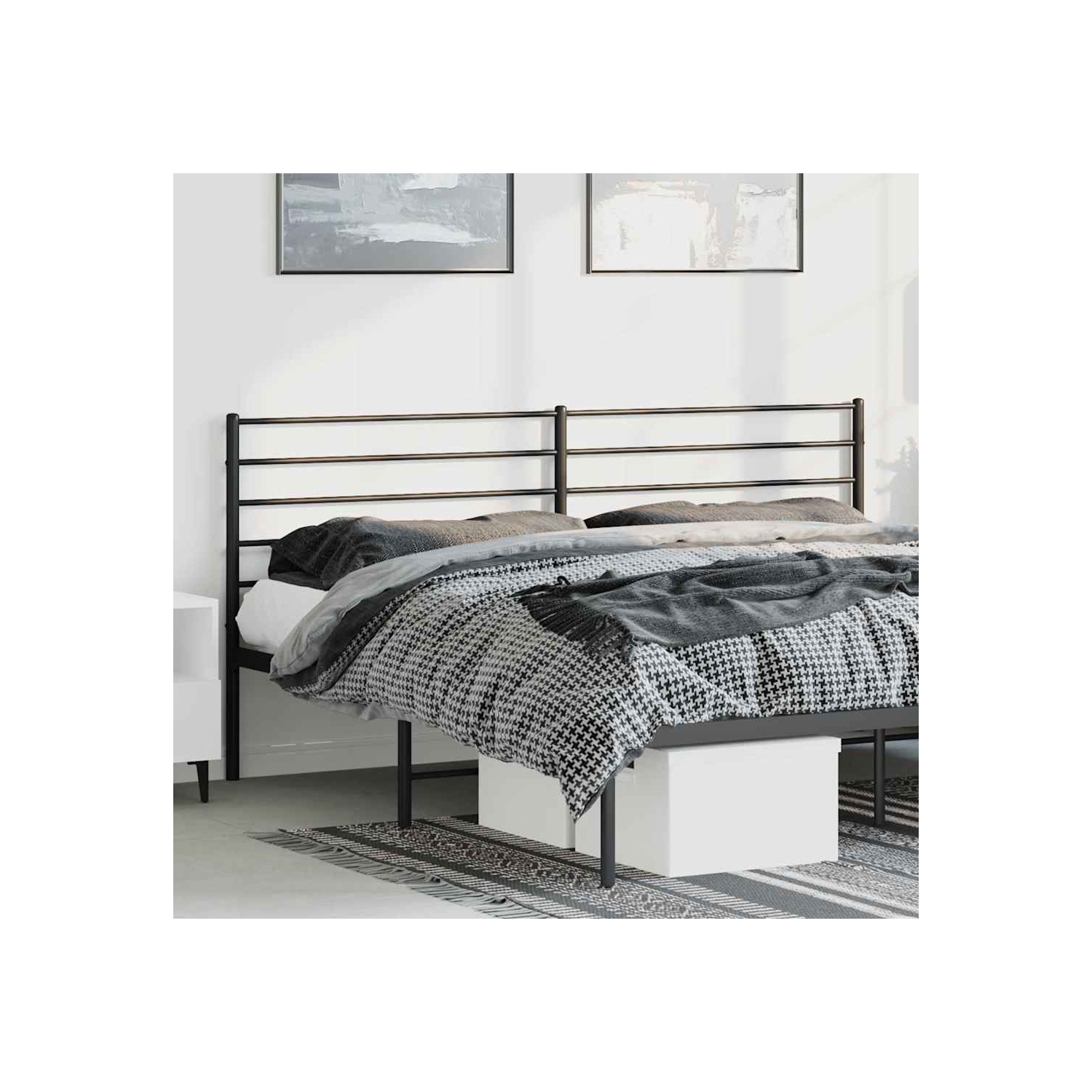 VidaXL – Tête de lit en métal durable pour très grand lit, facile à assembler, noir moderne