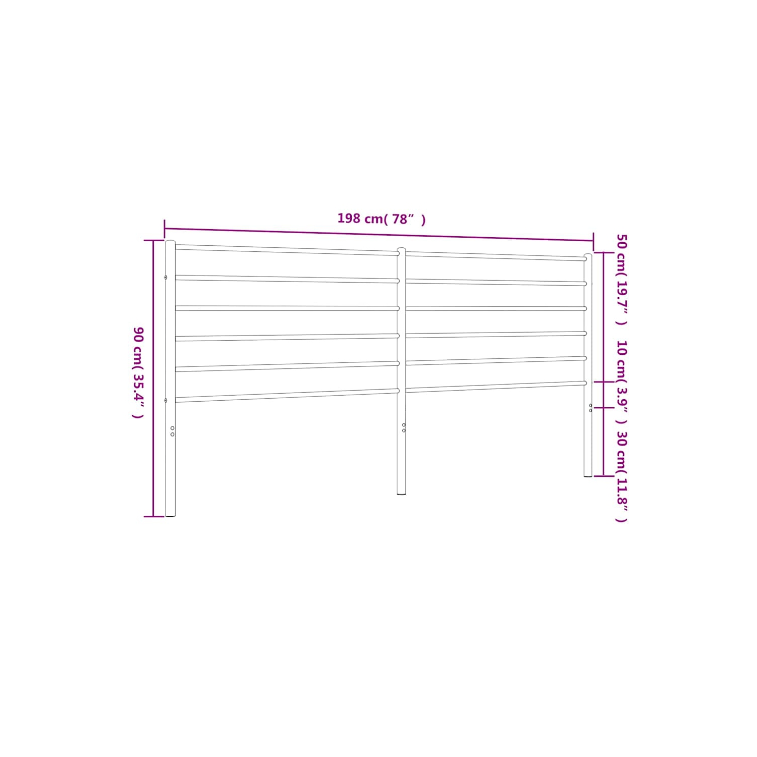 VidaXL – Tête de lit en métal durable pour très grand lit, facile à assembler, noir moderne