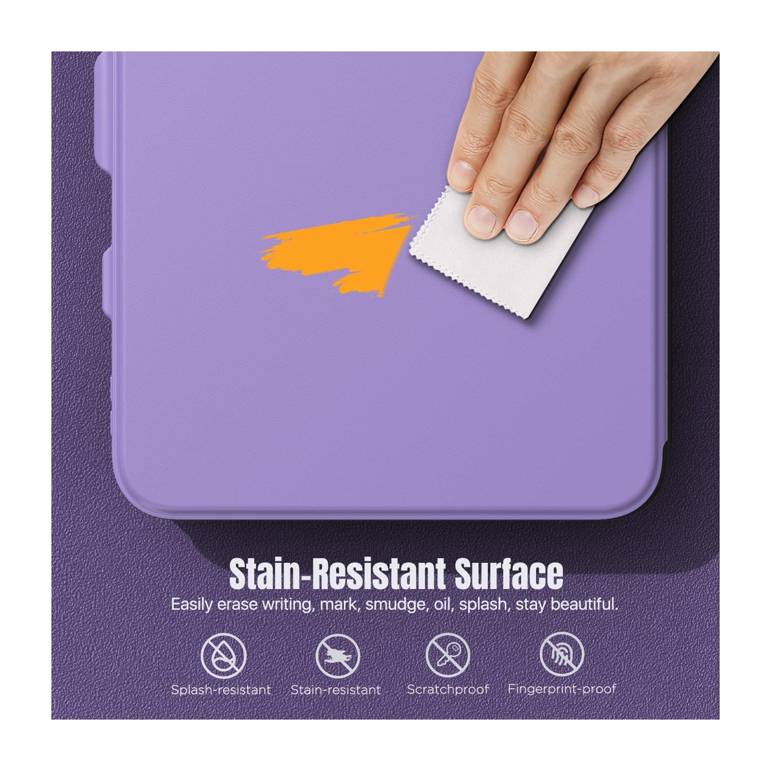 iPad 10th génération avec porte-crayon, protecteur d'écran intégré résistant aux taches, support de visionnement multiangle, auto Wake/Sleep, violet