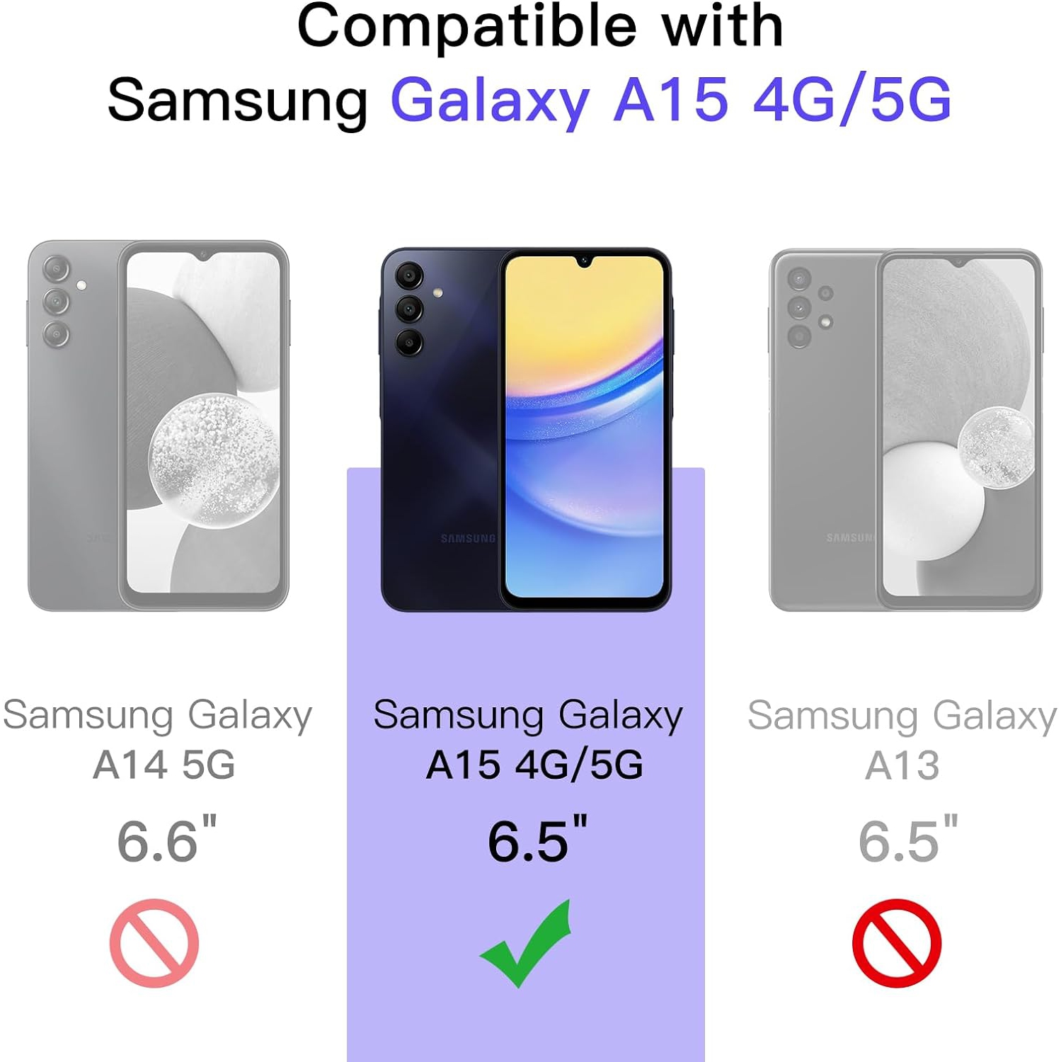 XCRS – Étui Comm double couche PC + TPU pour Samsung Galaxy A15 5G 6,5 po, robuste, Tuff, antichoc, testé contre les chutes protection complète du