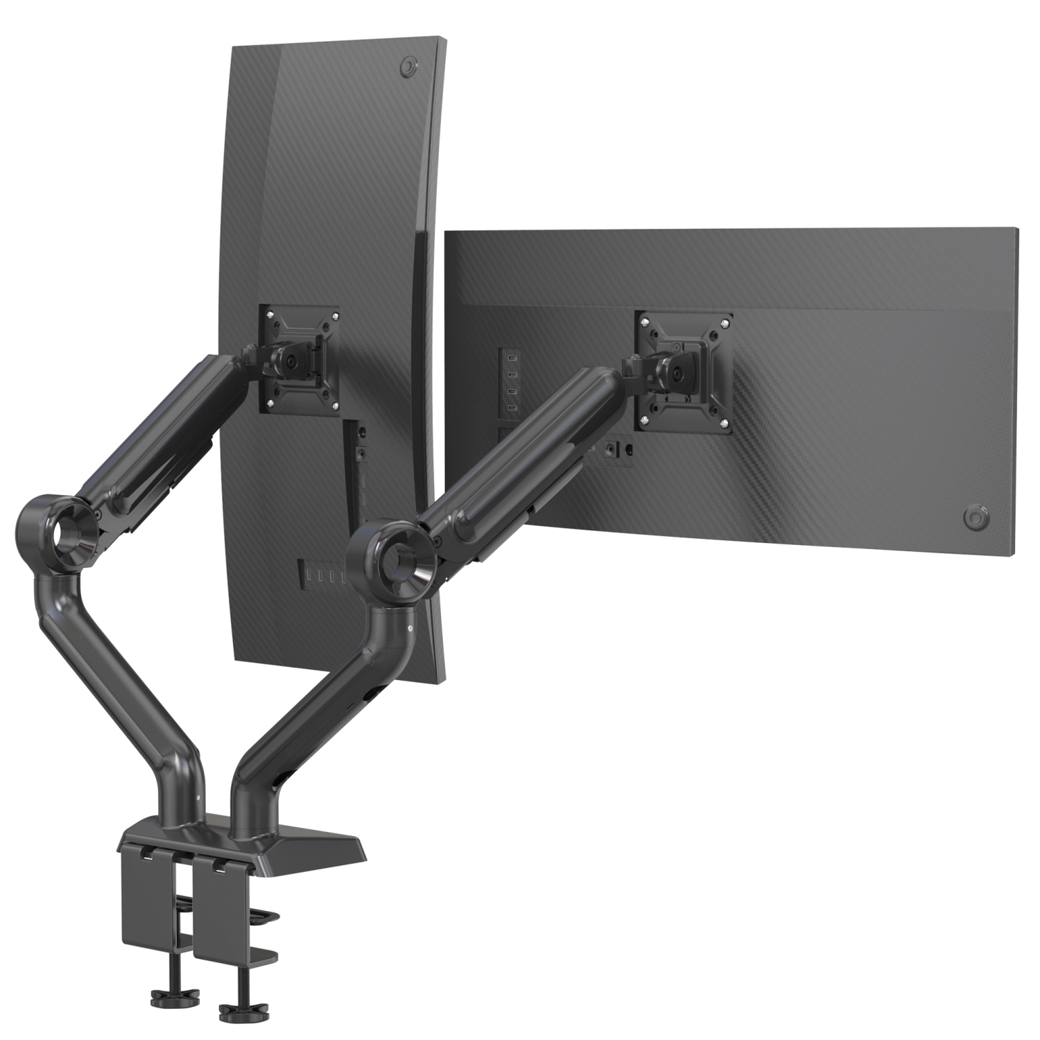 Refurbished - SHOPPINGALL Heavy Duty Dual Monitor Mount for 13 to 35 inch VESA Compatible Screens, Each Pneumatic Gas Spring Arm Supports up to