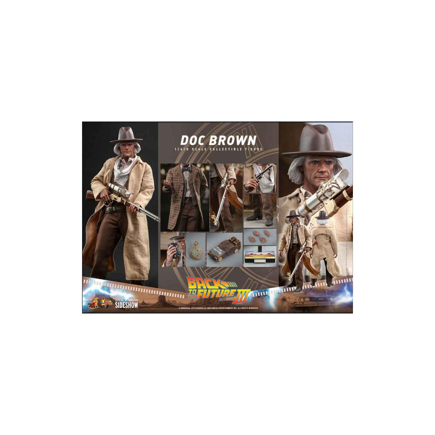 Back To The Future – figurine d’action de 12 po, échelle 1/6 – Cowboy Doc Brown Hot Toys, 909370
