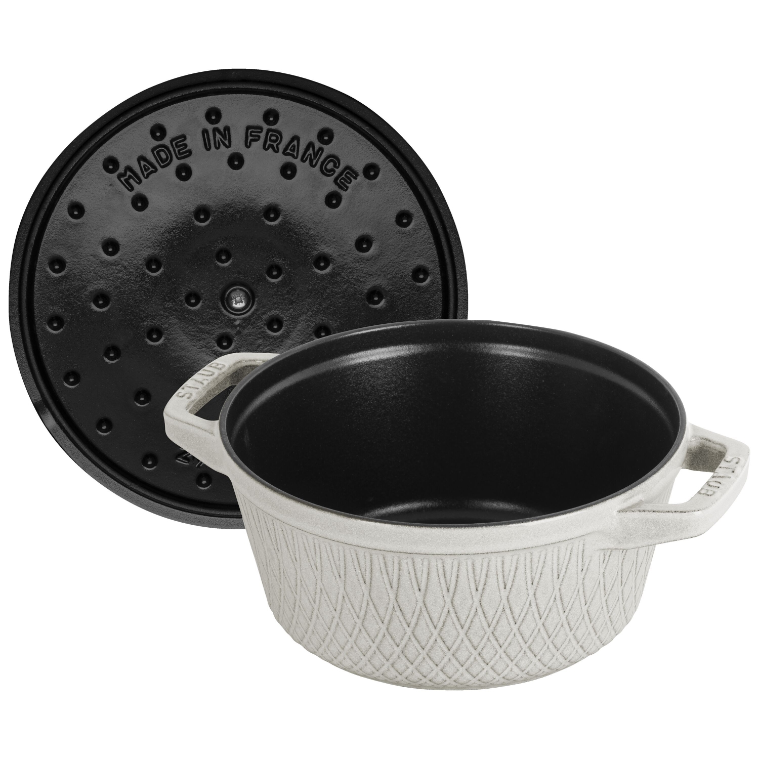 STAUB la cotte 4 L en fonte à la cocotte Twister ronde, truffe blanche