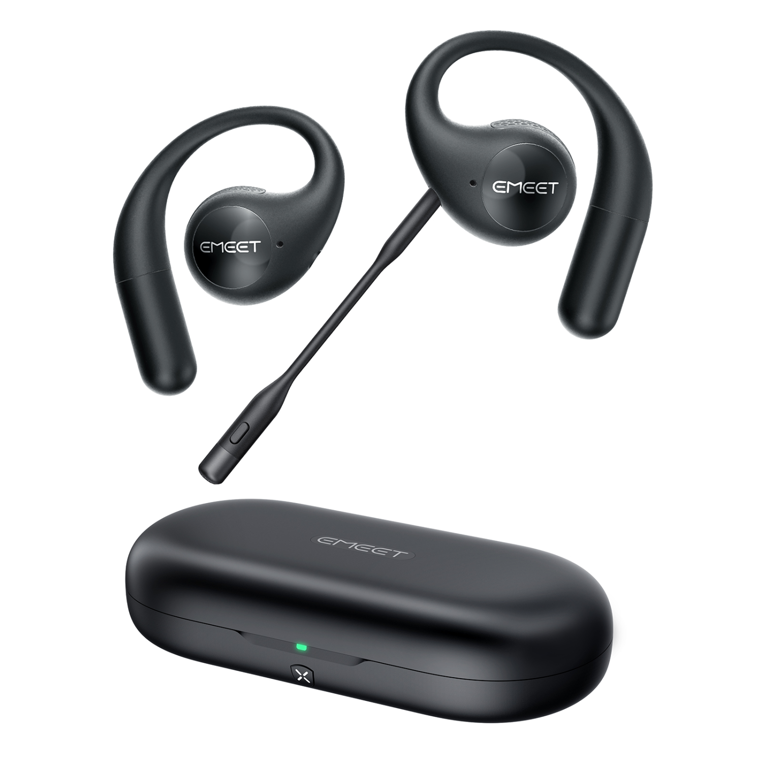 EMEET AirFlow Open Ear Headphones, Bluetooth 5.3 Wireless Headsets with Detachable Microphone, 40 Hours Playtime, IPX5, Wireless Earbuds, Multipoint