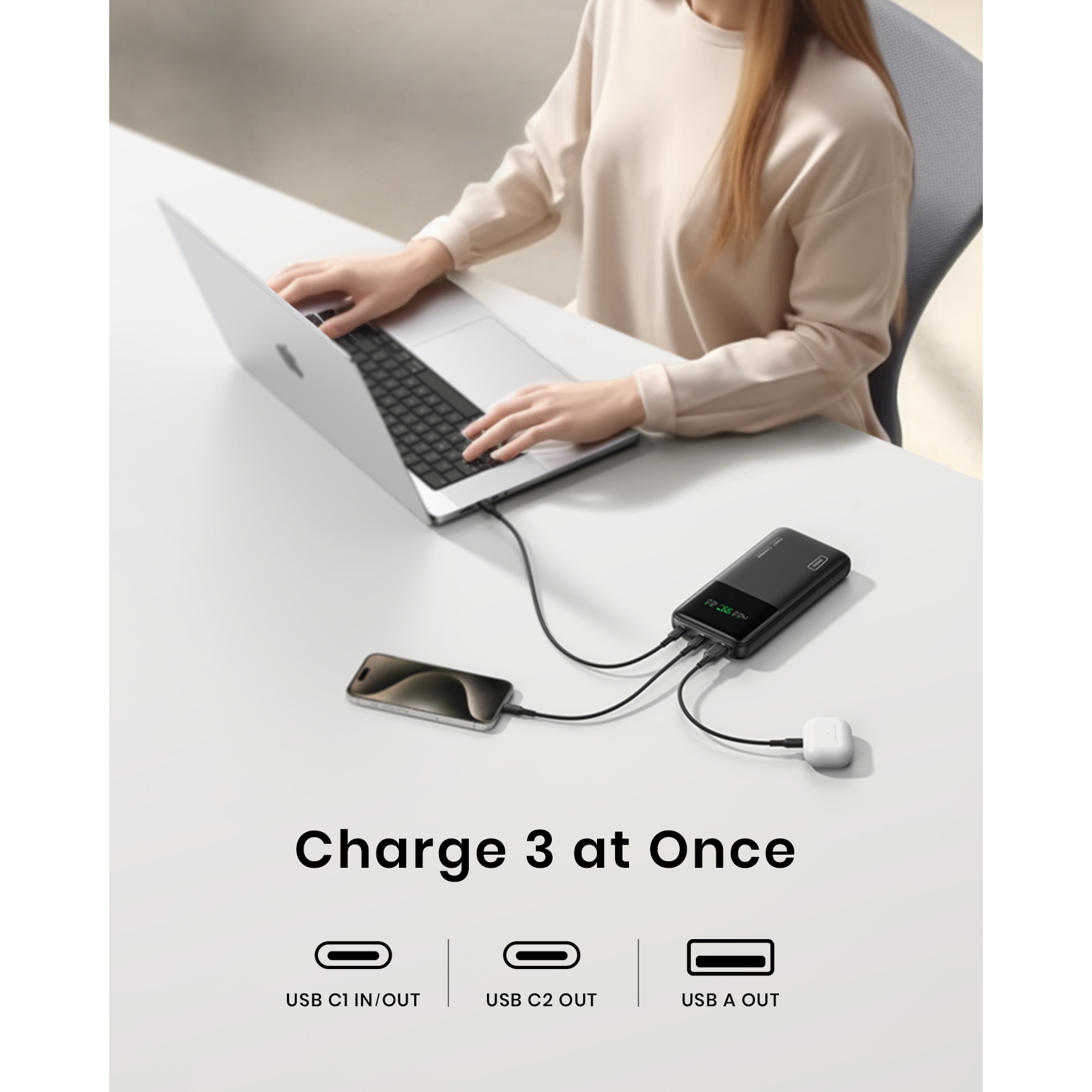 INIU Power Bank 140W 27000 mAh Laptop Portable Charger USB C in & out Tablet Battery Pack with Smart Digital Display for Macbook, iPad, iPhone, and