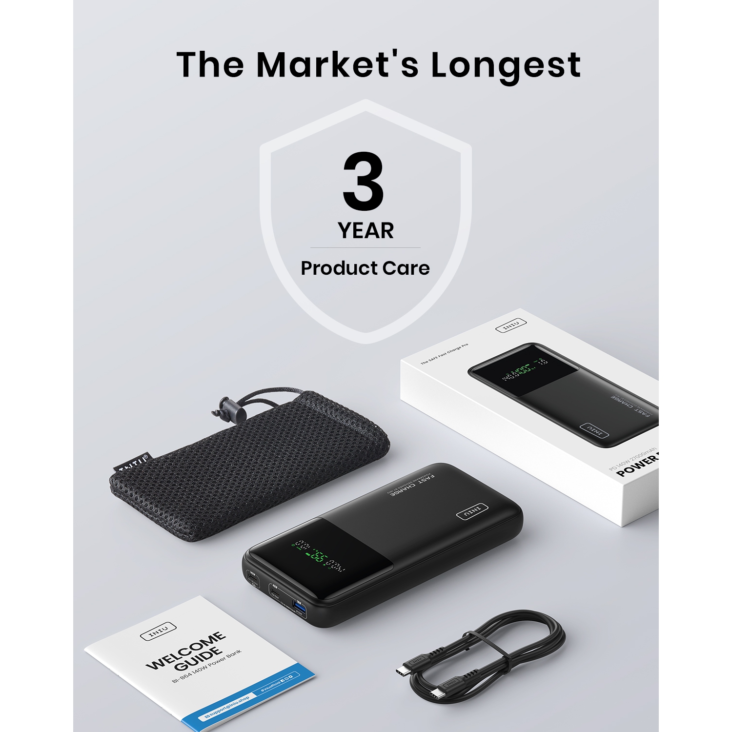 INIU Power Bank 140W 27000 mAh Laptop Portable Charger USB C in & out Tablet Battery Pack with Smart Digital Display for Macbook, iPad, iPhone, and