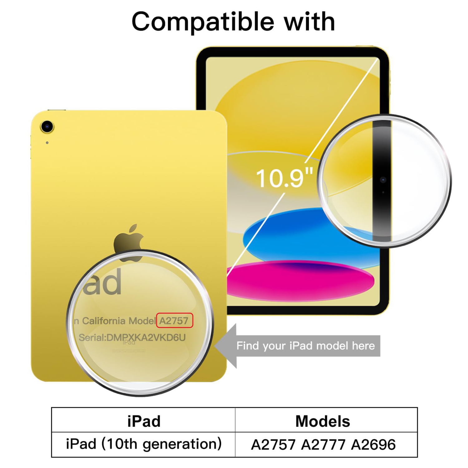 Rotating Case for iPad 10 with Pencil Holder, 360 Degree Rotation Protective Stand Cover Clear Back, Auto Wake/Sleep (Yellow)
