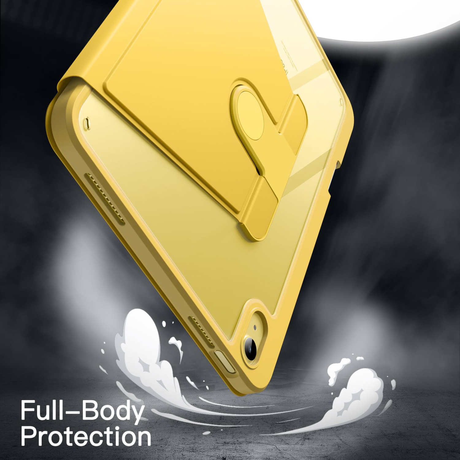 Rotating Case for iPad 10 with Pencil Holder, 360 Degree Rotation Protective Stand Cover Clear Back, Auto Wake/Sleep (Yellow)