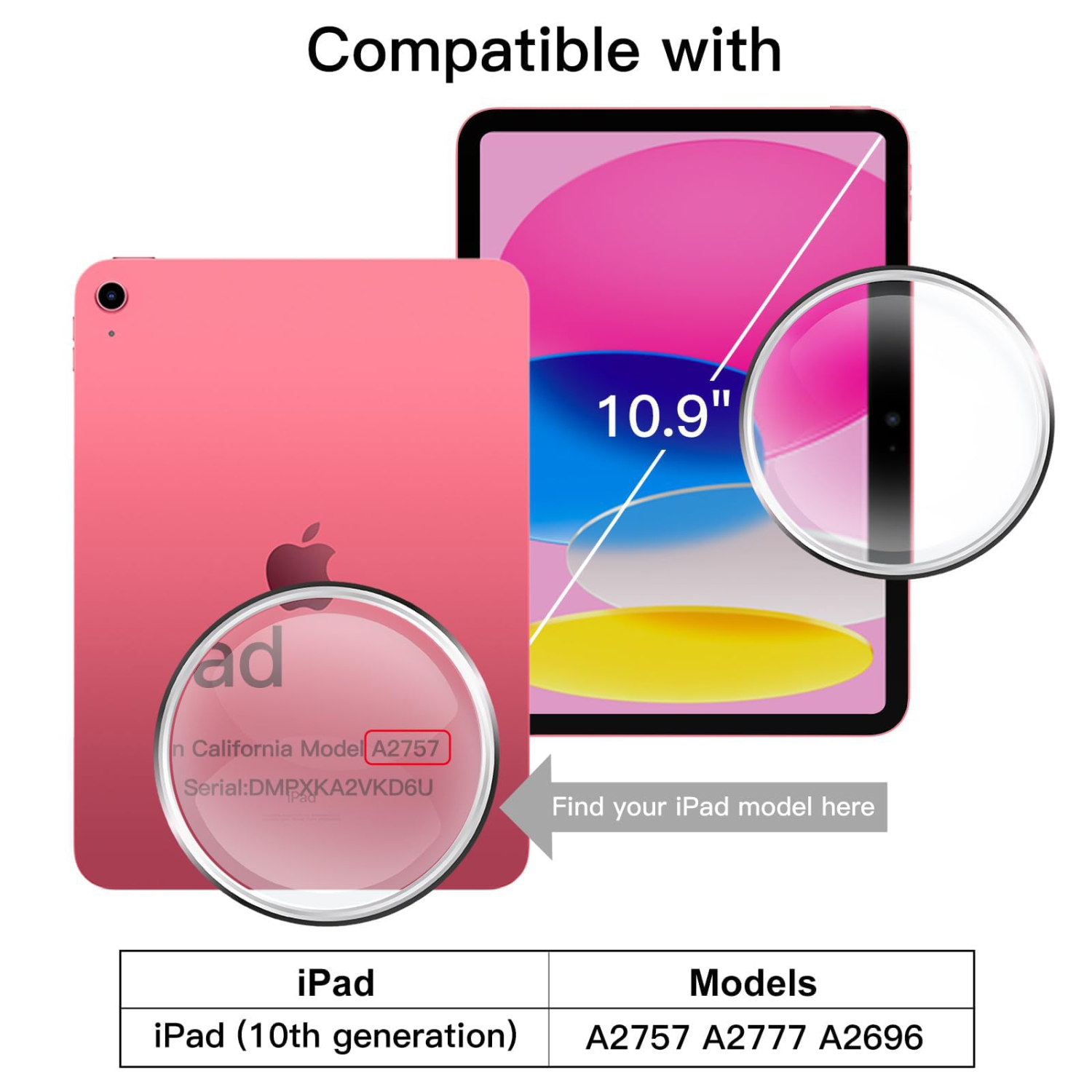 Étui rotatif pour iPad 10 avec porte-crayon, couvercle de support de protection pivotant sur 360 degrés, arrière transparent, réveil/veille