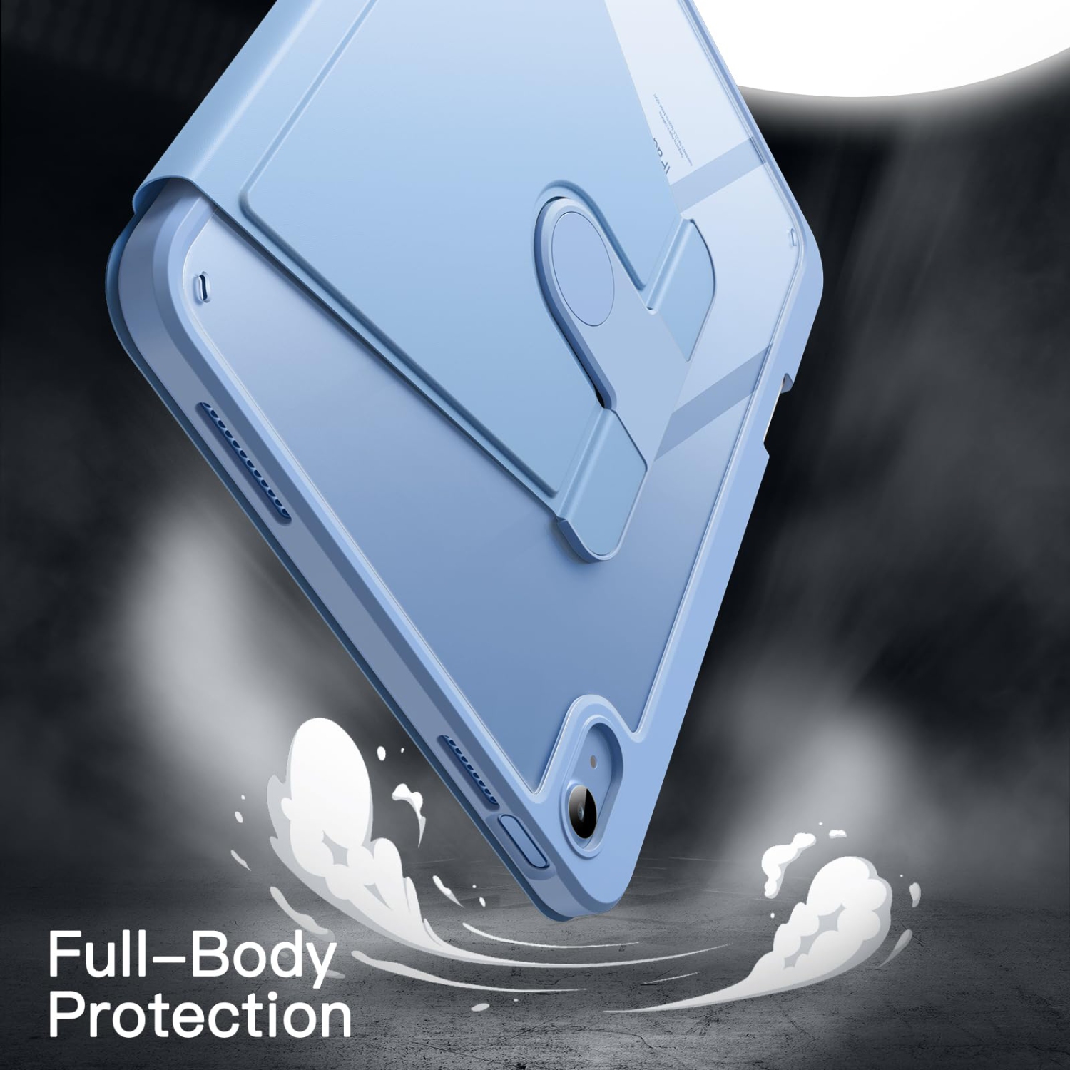 Rotating Case for iPad 10 with Pencil Holder, 360 Degree Rotation Protective Stand Cover Clear Back, Auto Wake/Sleep (Blue)