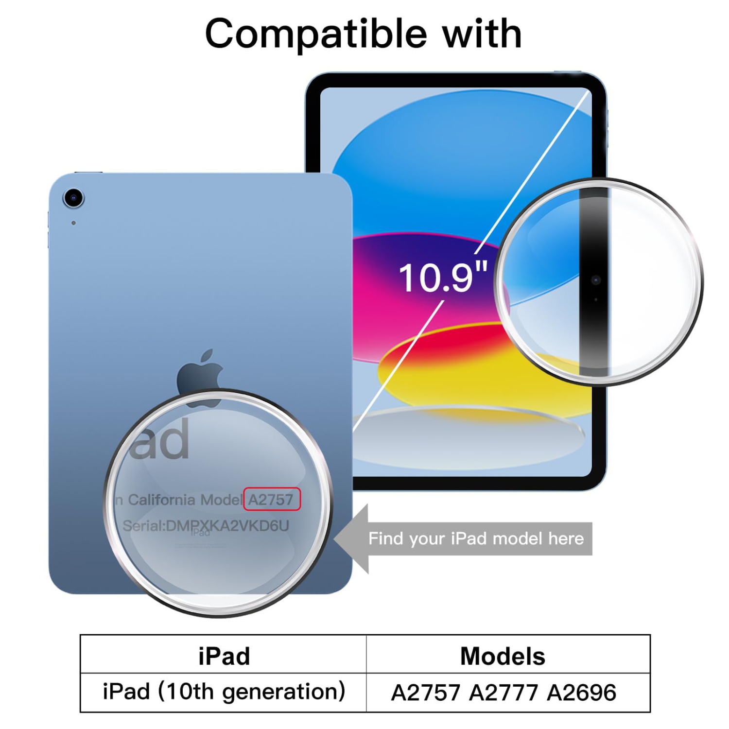 Rotating Case for iPad 10 with Pencil Holder, 360 Degree Rotation Protective Stand Cover Clear Back, Auto Wake/Sleep (Navy)