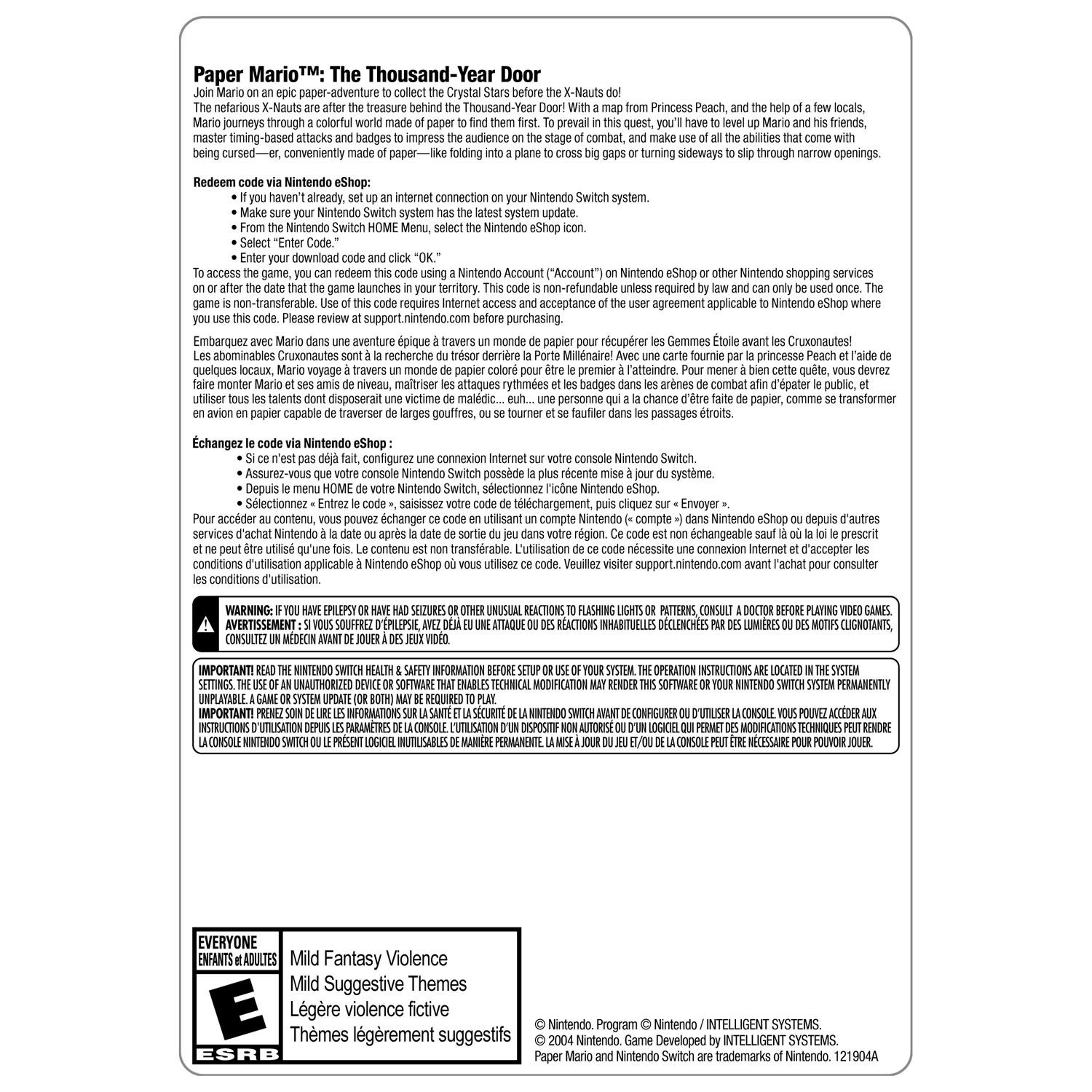 Paper Mario: The Thousand-Year Door - Téléchargement numérique