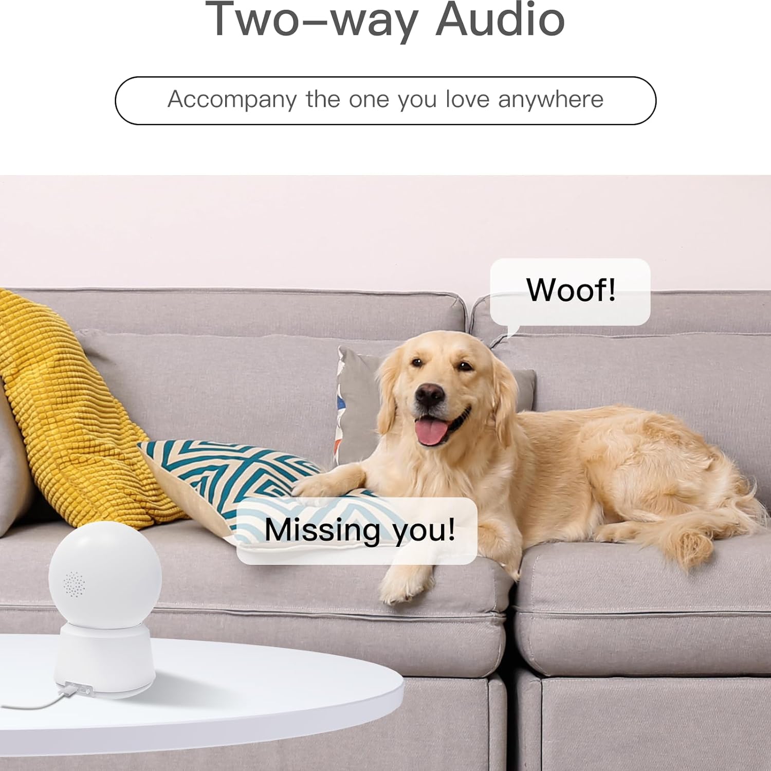LAXIHUB 360° View 2K Pet Camera with Phone App, Indoor Security Camera, P2T Baby Monitor, Pan/Tilt, Motion & Sound Detection